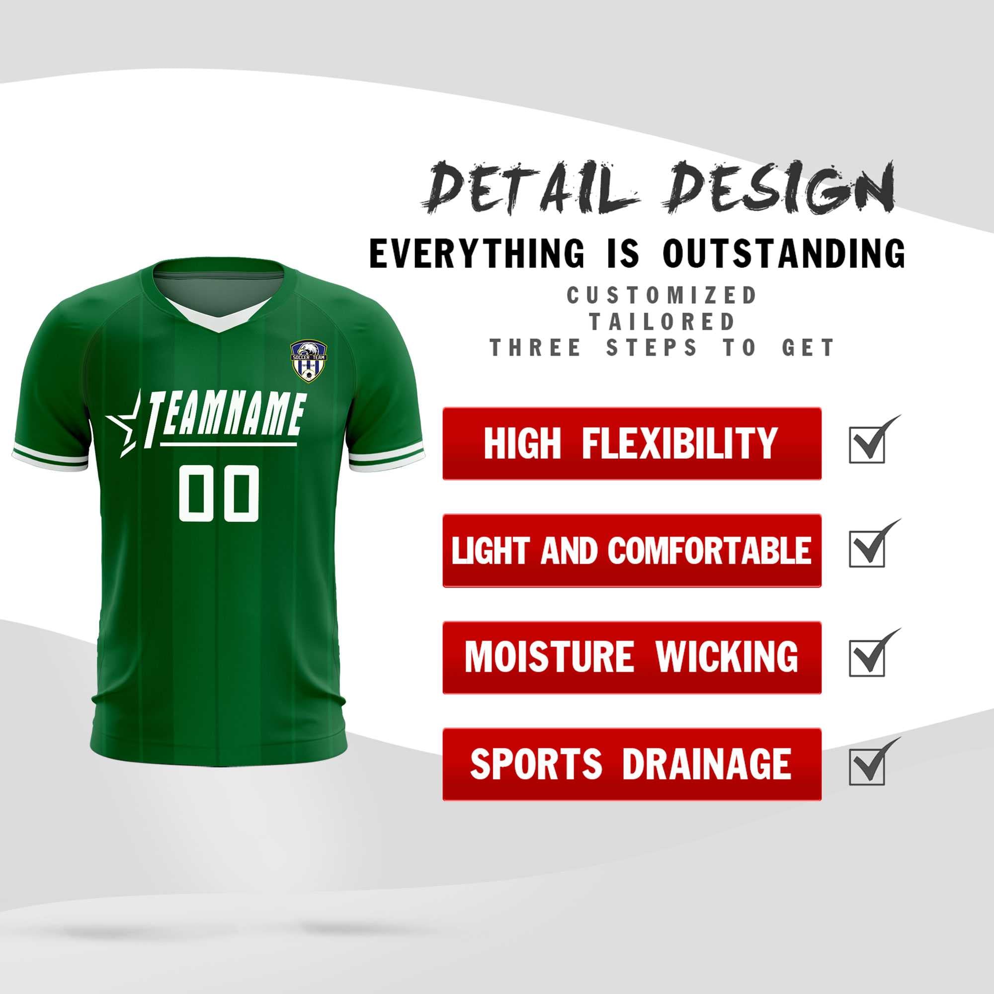 Custom Kelly Green Classic Striped Personalized Football Kit Jersey
