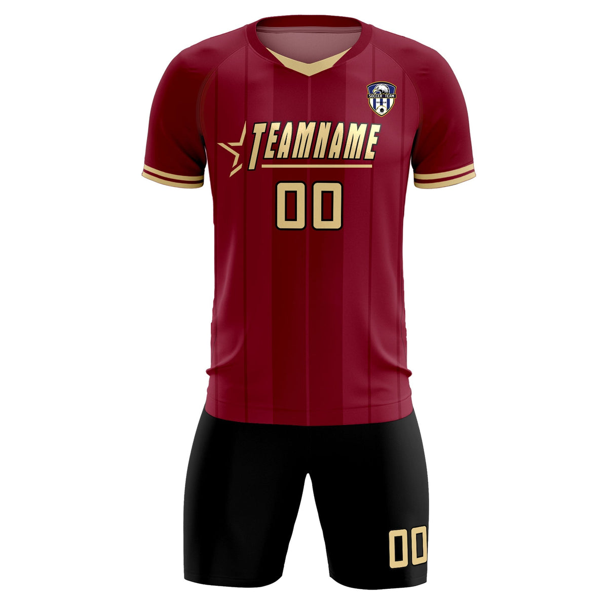 Custom Crimson Classic Striped Personalized Football Kit Jersey