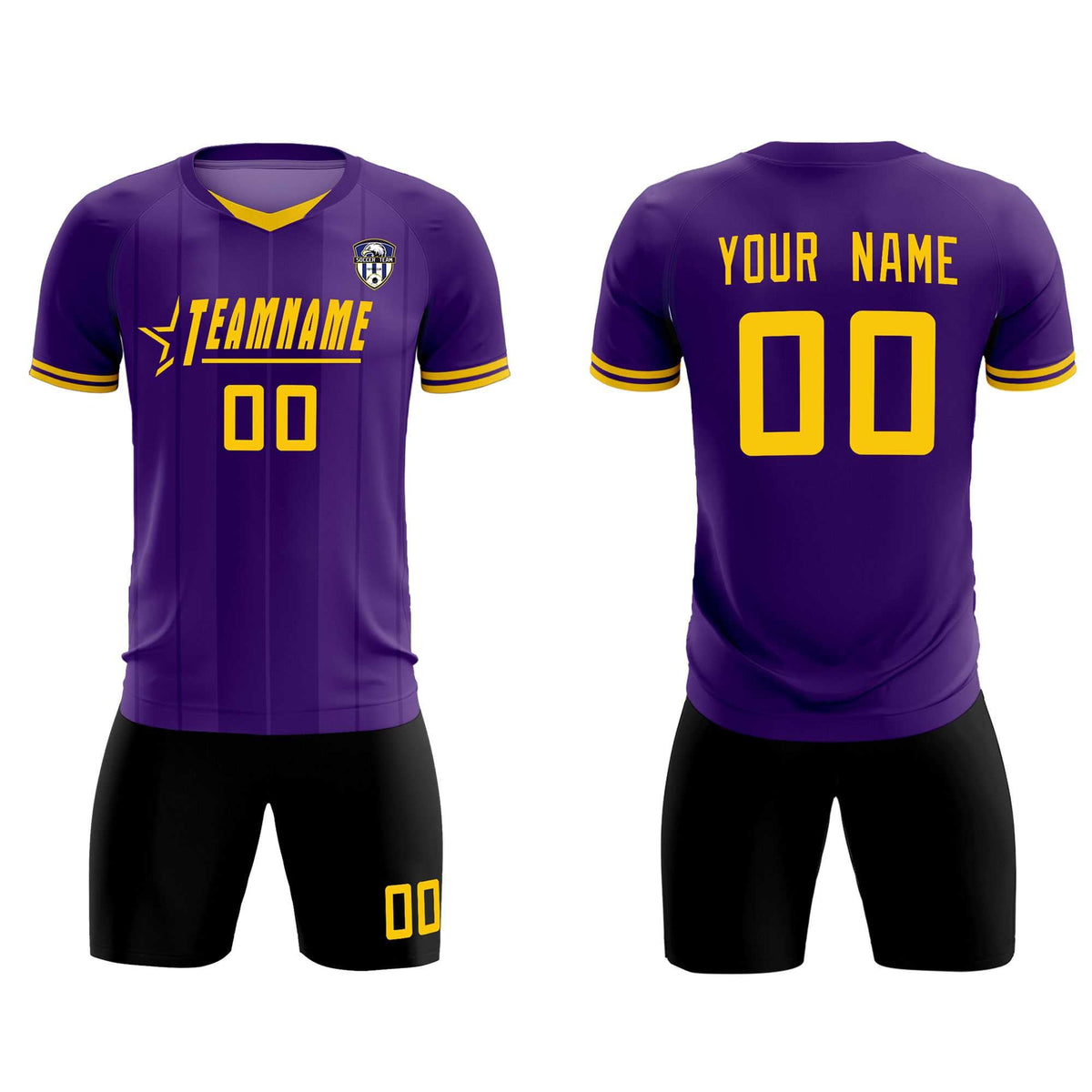 Custom Purple Classic Striped Personalized Football Kit Jersey