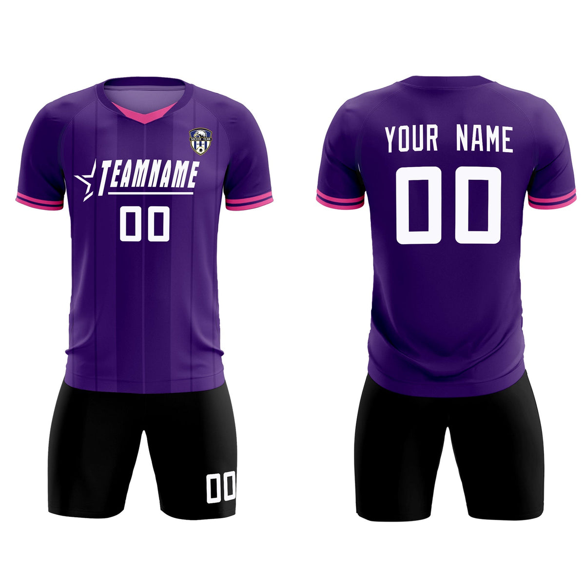 Custom Purple Classic Striped Personalized Football Kit Jersey