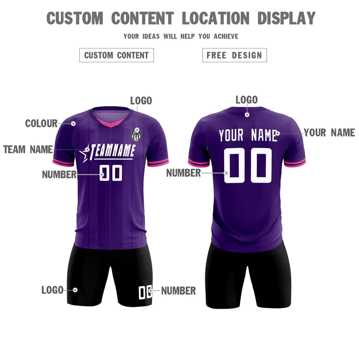 Custom Purple Classic Striped Personalized Football Kit Jersey