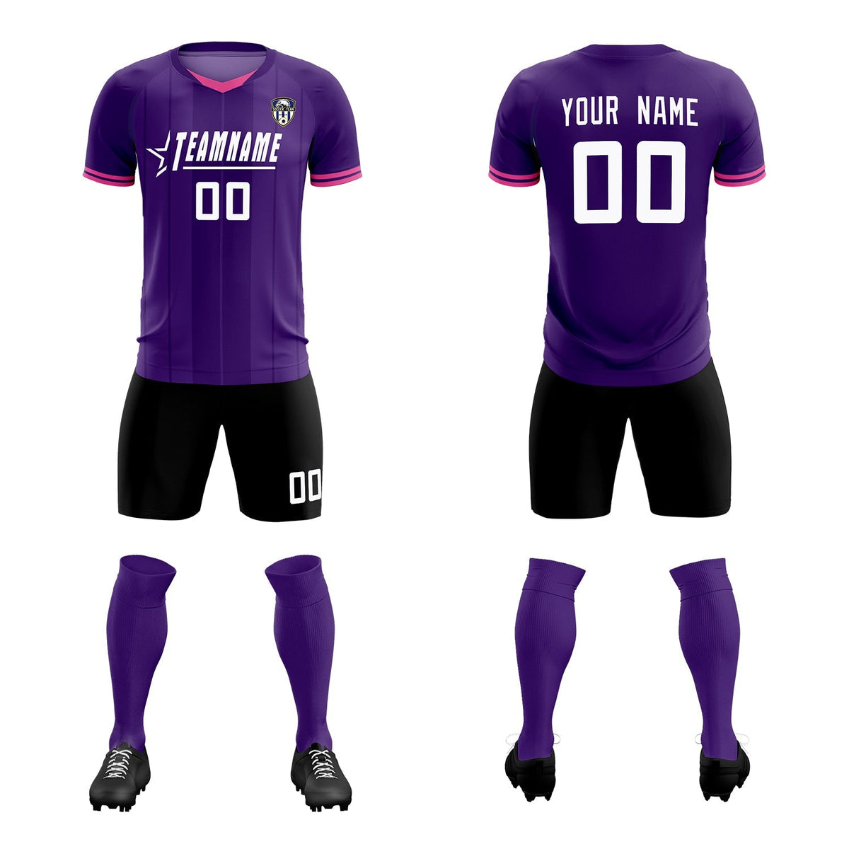 Custom Purple Classic Striped Personalized Football Kit Jersey