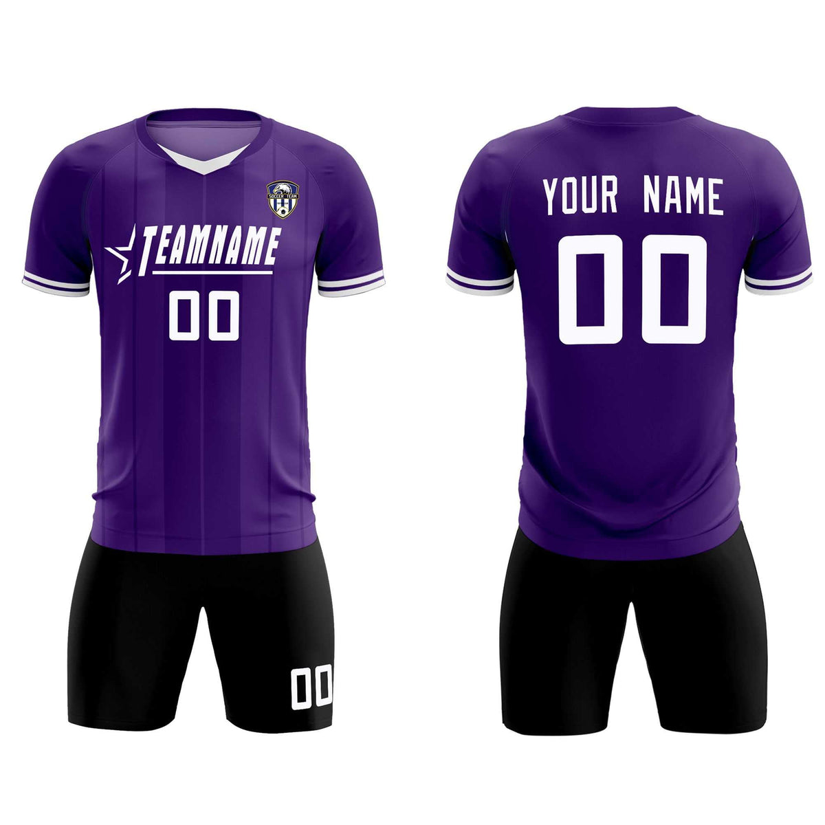 Custom Purple Classic Striped Personalized Football Kit Jersey