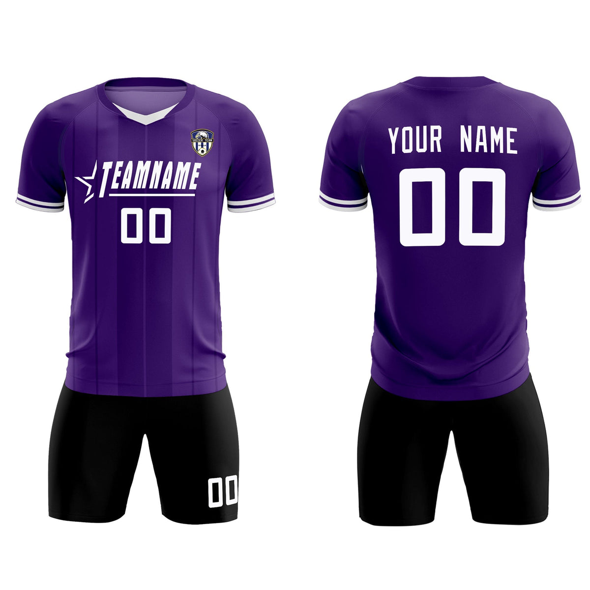 Custom Purple Classic Striped Personalized Football Kit Jersey