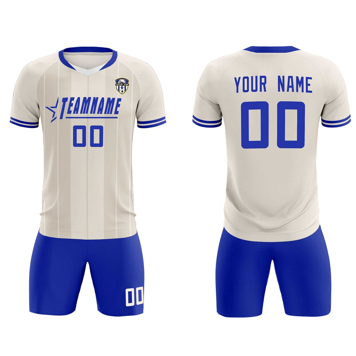Custom Cream Classic Striped Personalized Football Kit Jersey