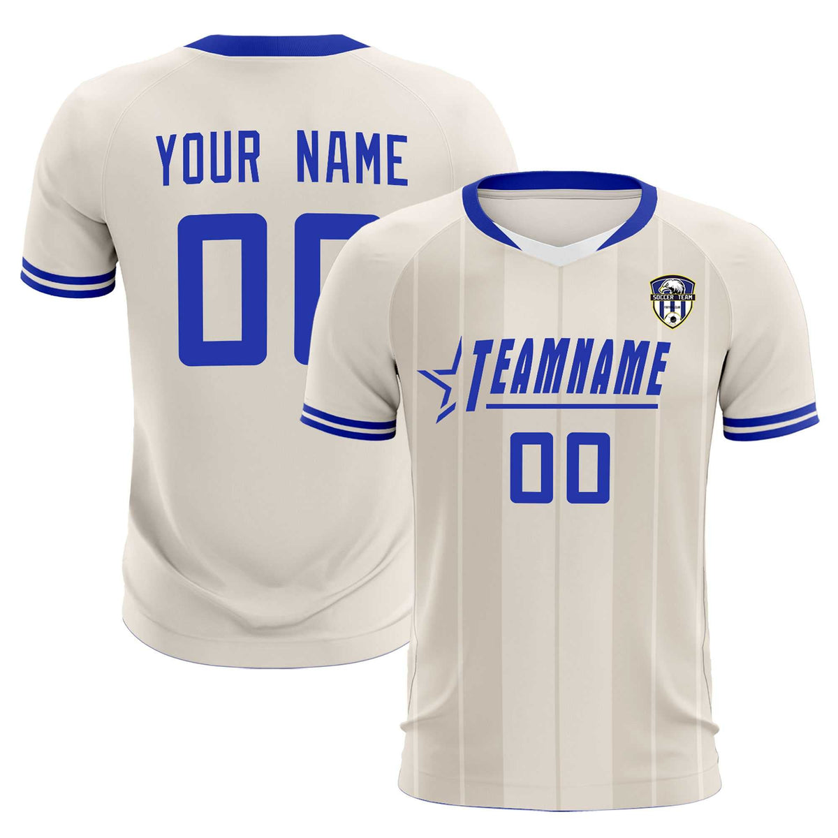 Custom Cream Classic Striped Personalized Football Kit Jersey