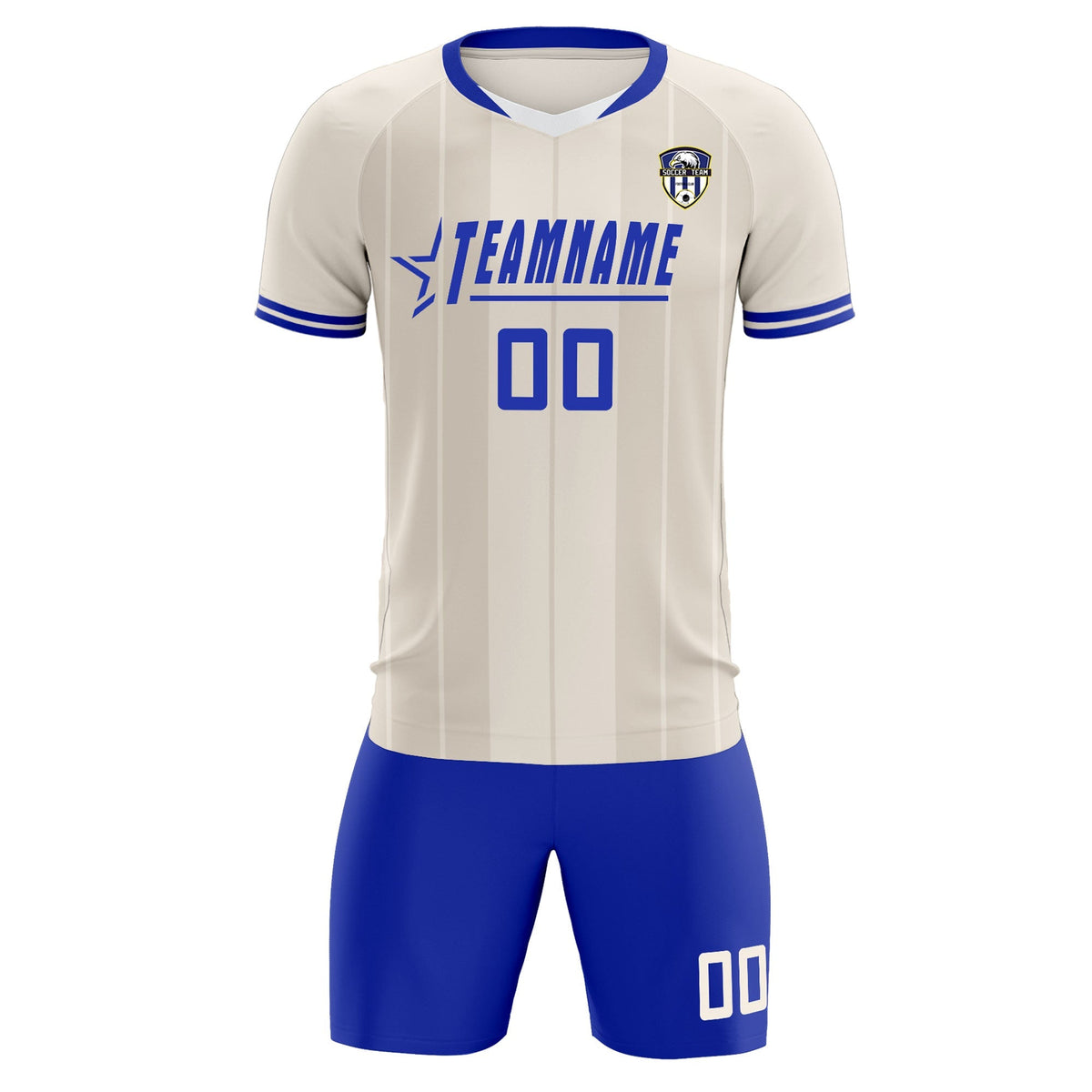Custom Cream Classic Striped Personalized Football Kit Jersey