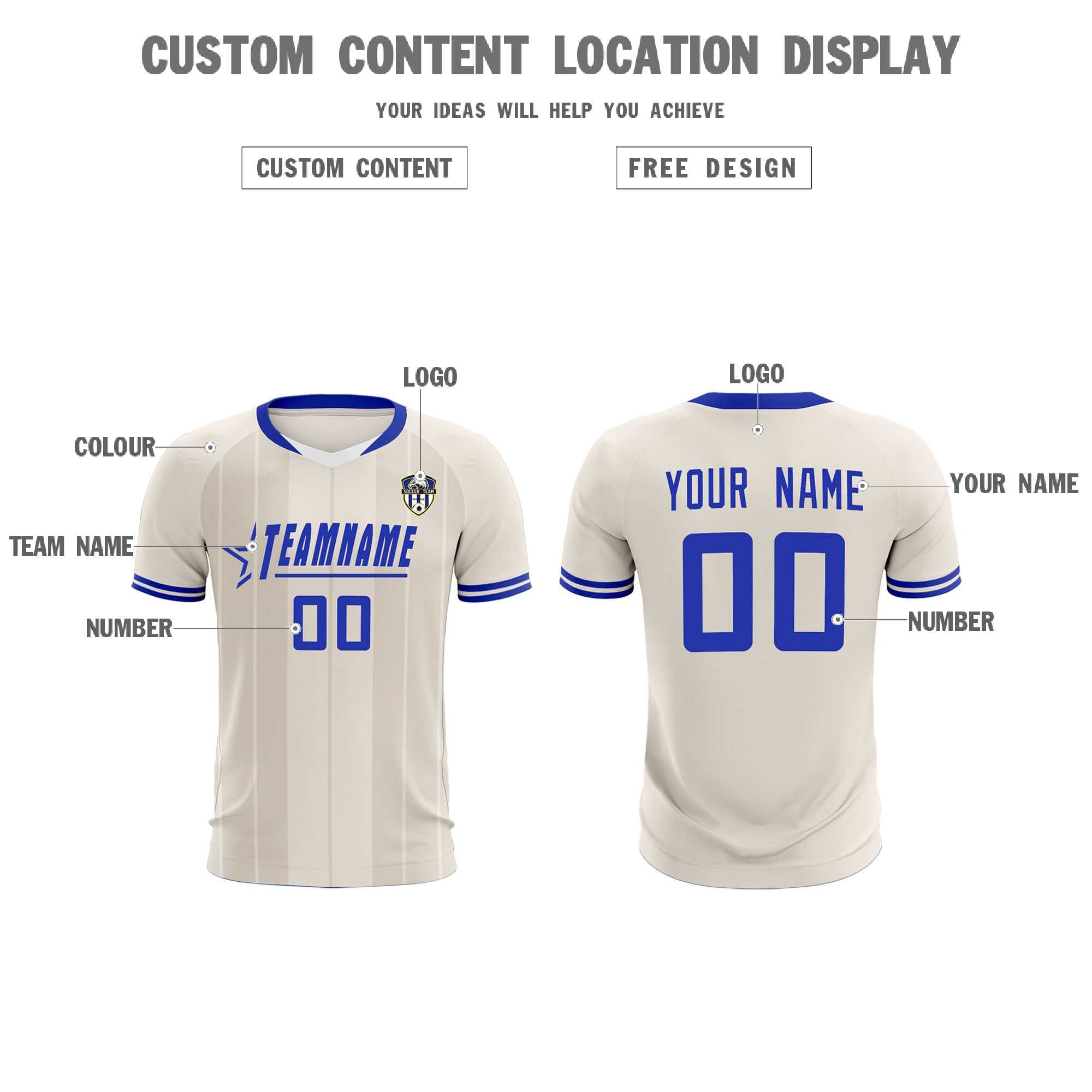 Custom Cream Classic Striped Personalized Football Kit Jersey