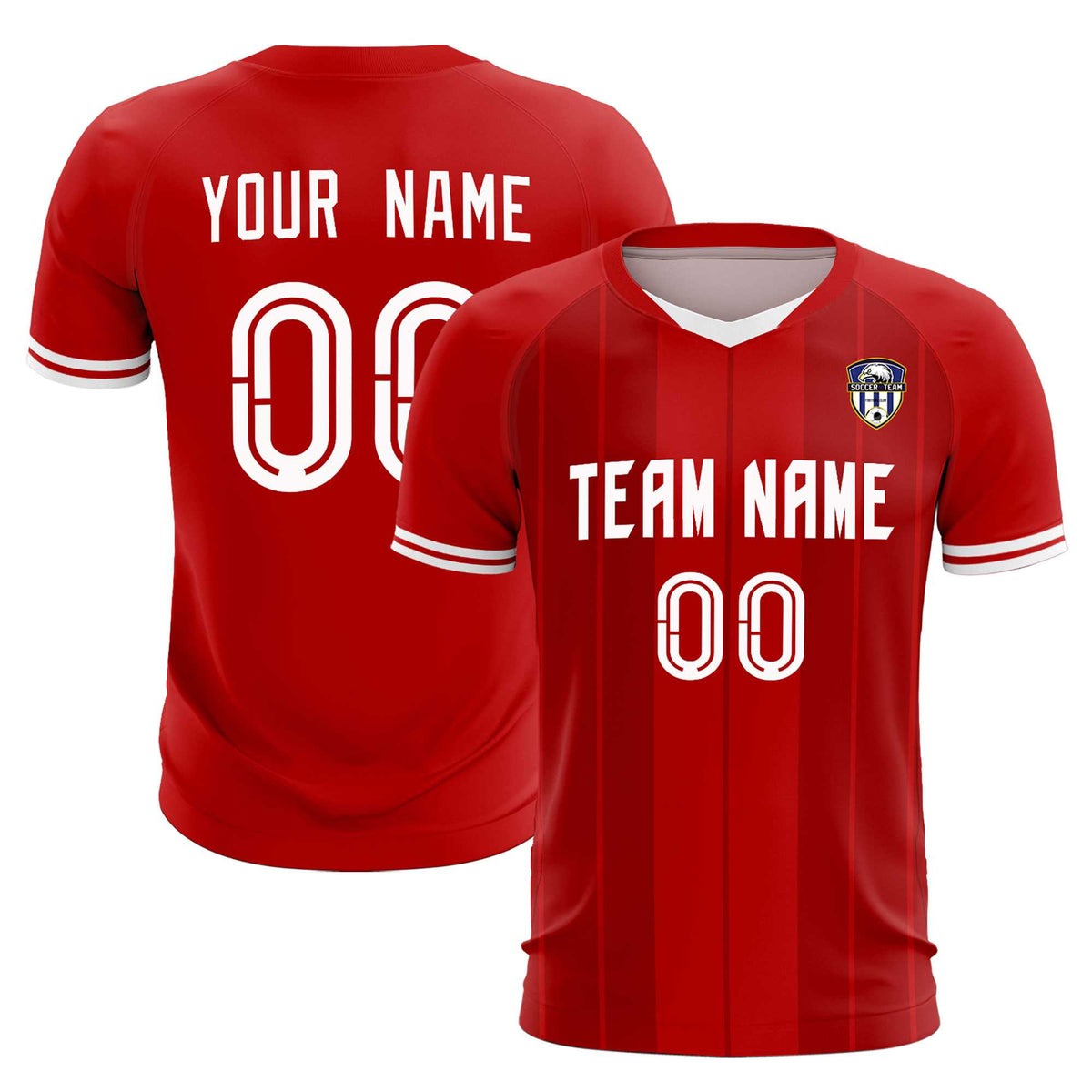 Custom Red Classic Striped Personalized Football Kit Jersey