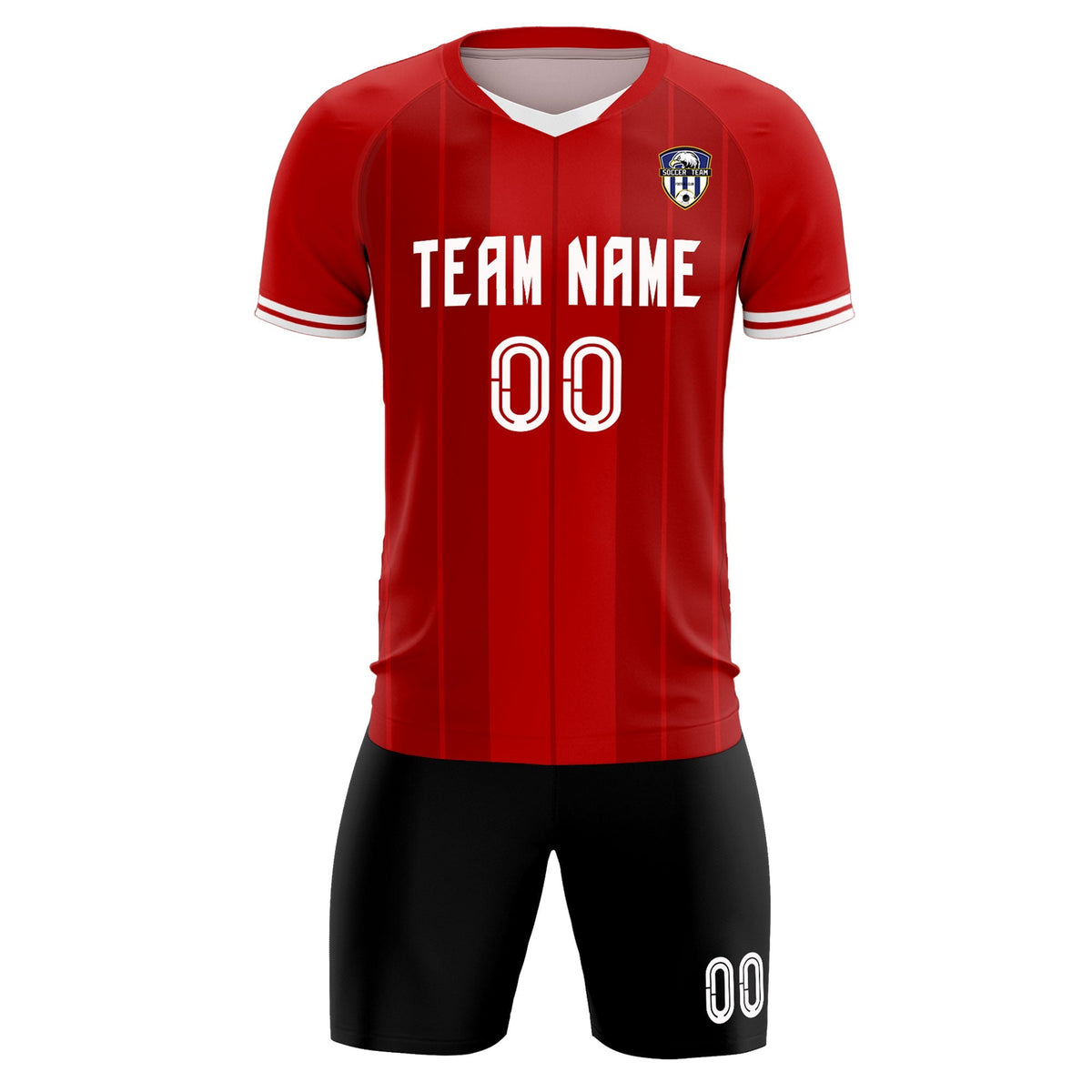 Custom Red Classic Striped Personalized Football Kit Jersey