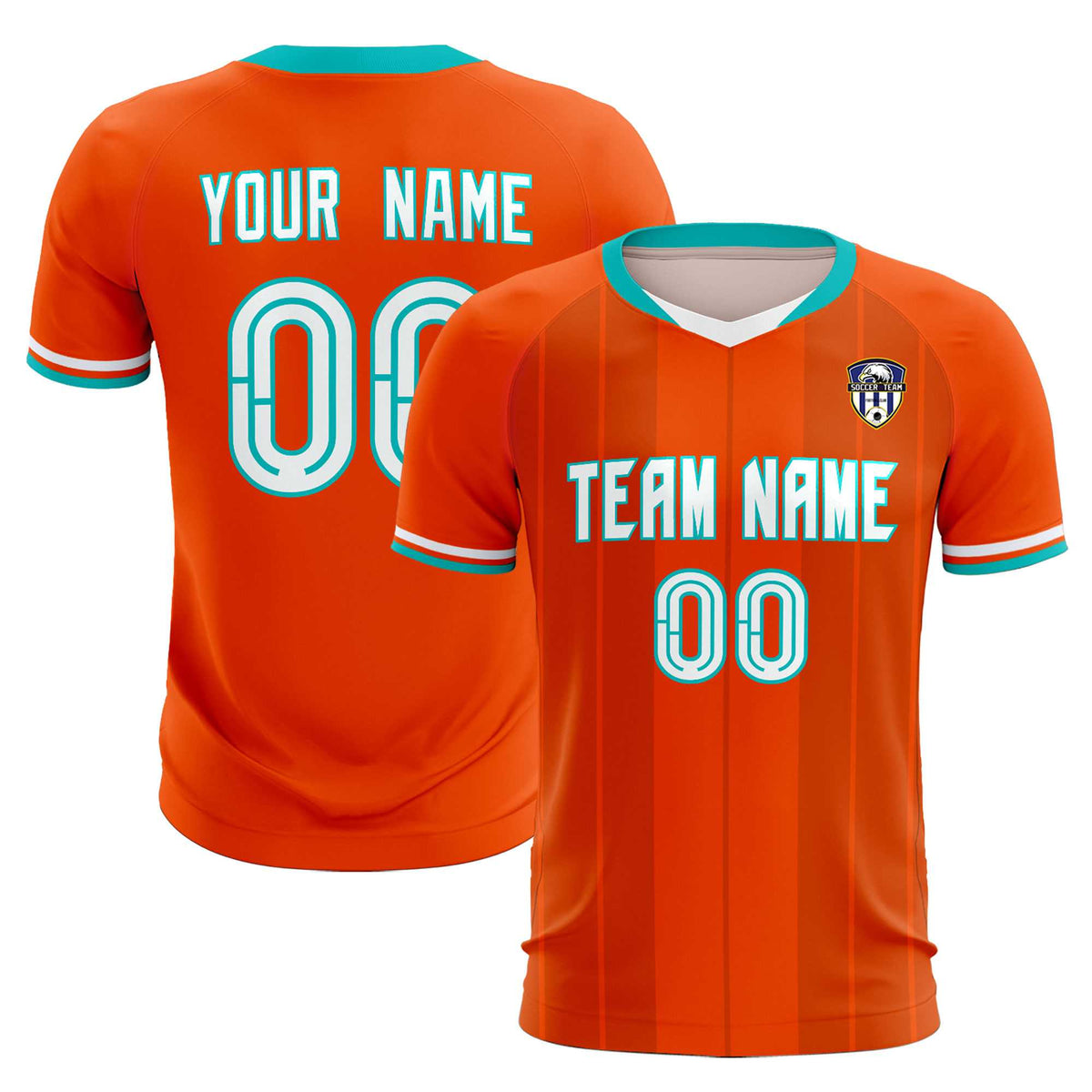 Custom Orange Classic Striped Personalized Football Kit Jersey