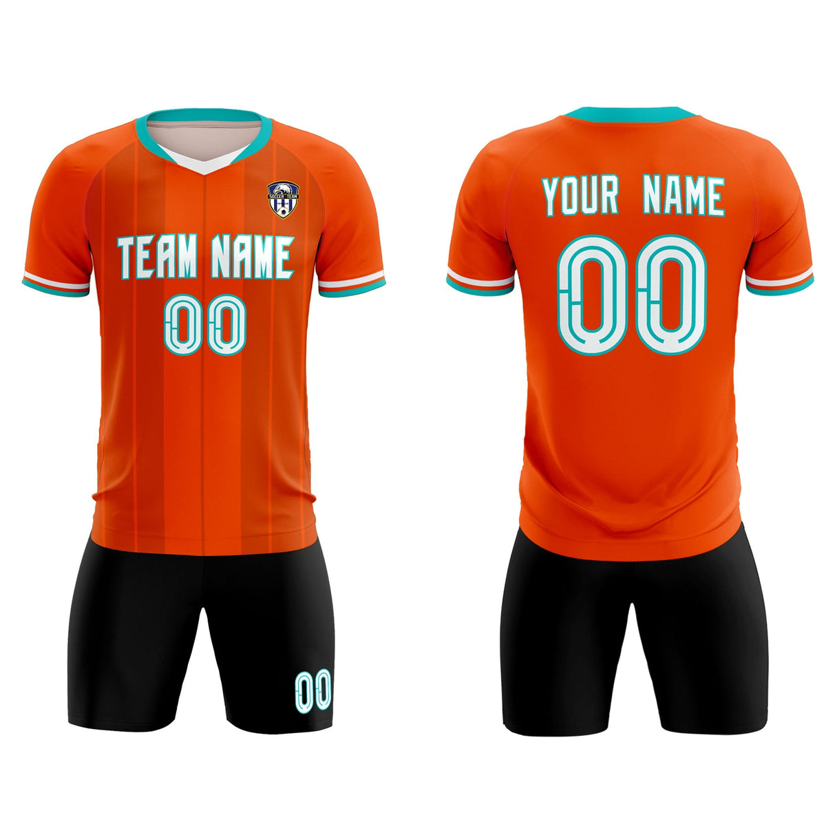Custom Orange Classic Striped Personalized Football Kit Jersey