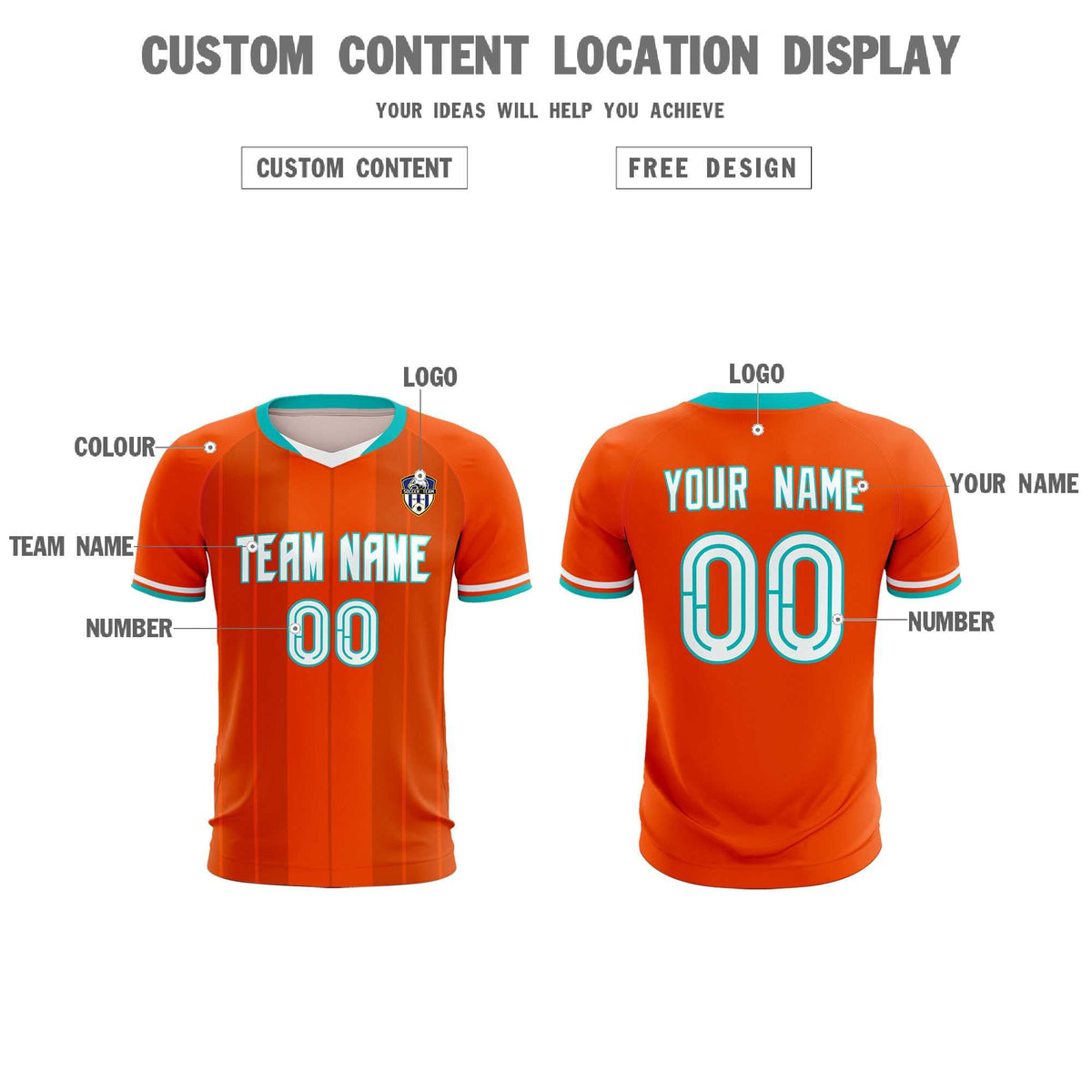 Custom Orange Classic Striped Personalized Football Kit Jersey