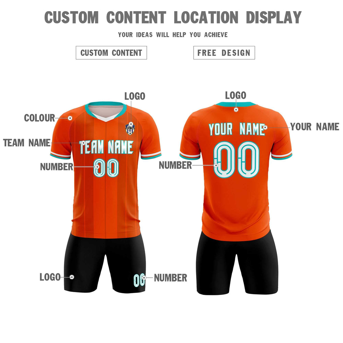 Custom Orange Classic Striped Personalized Football Kit Jersey