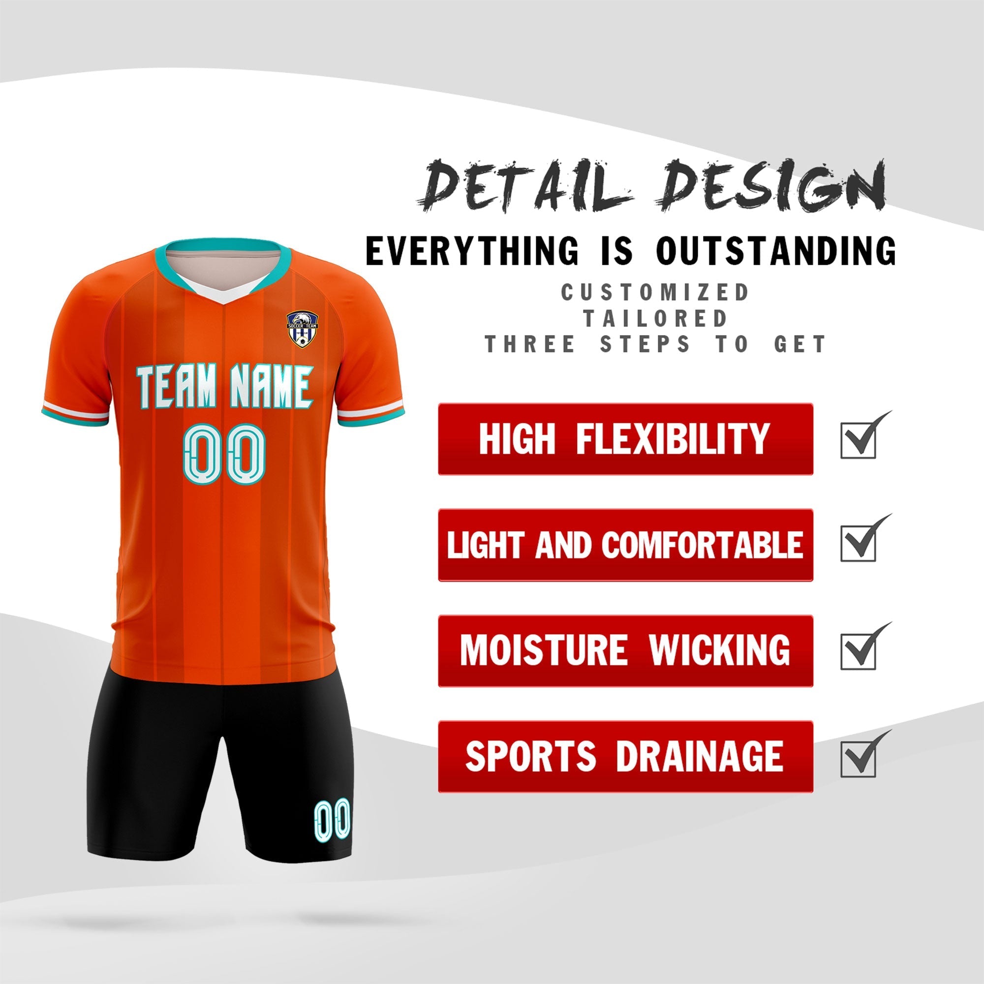 Custom Orange Classic Striped Personalized Football Kit Jersey