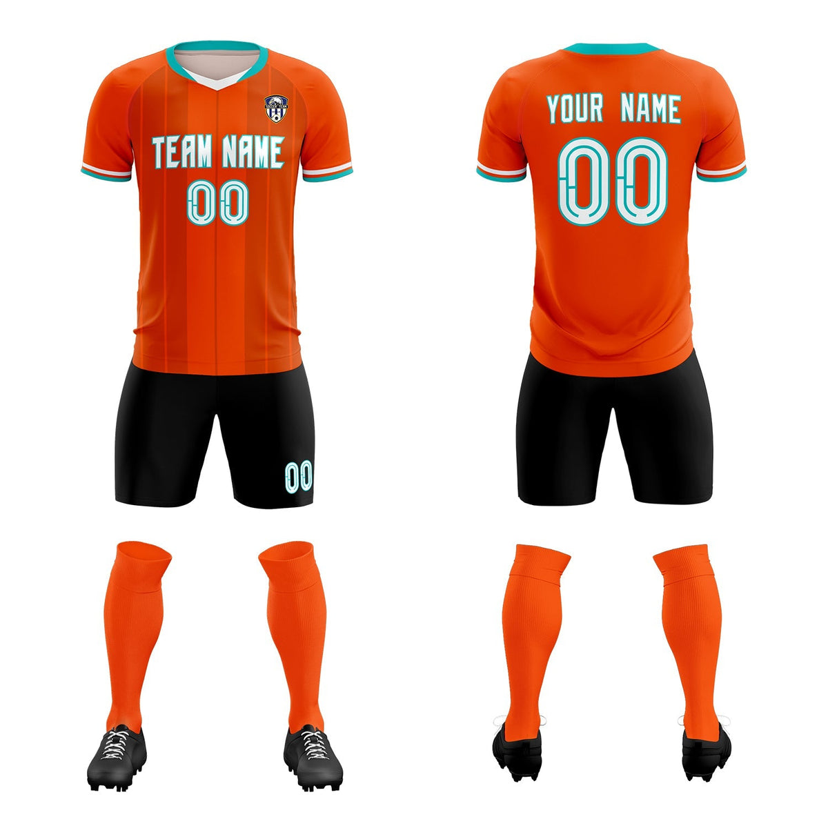 Custom Orange Classic Striped Personalized Football Kit Jersey