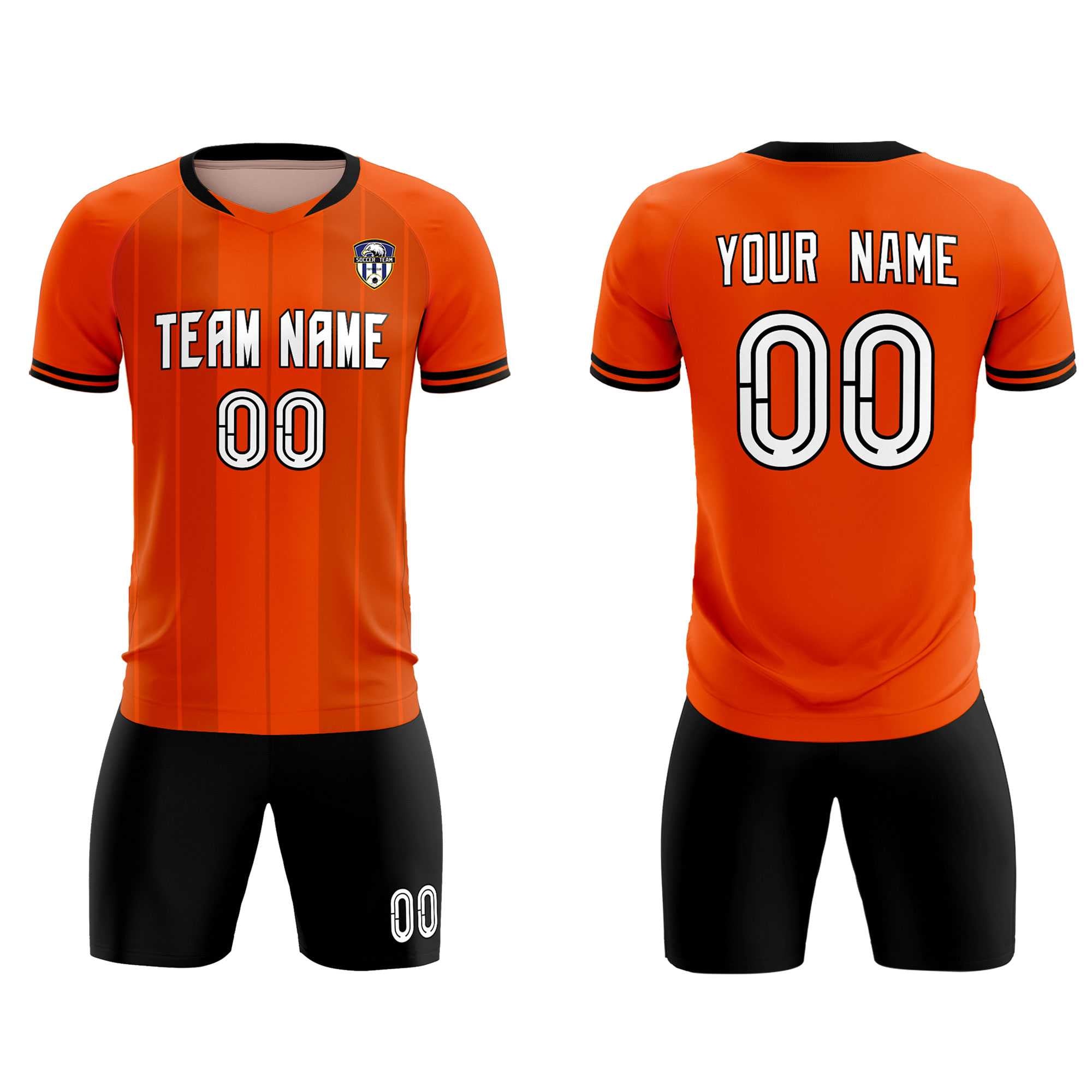 Custom Orange Classic Striped Personalized Football Kit Jersey
