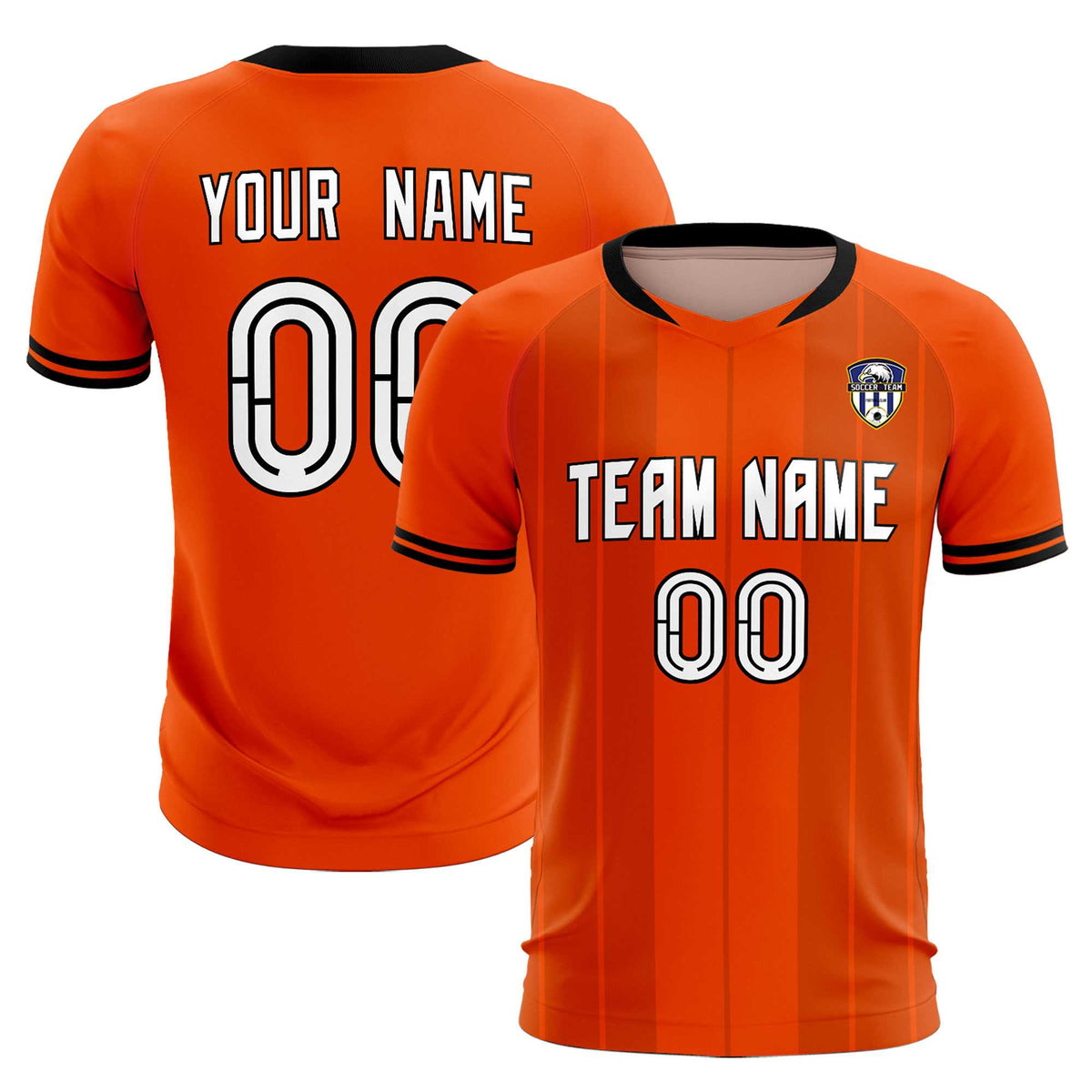 Custom Orange Classic Striped Personalized Football Kit Jersey