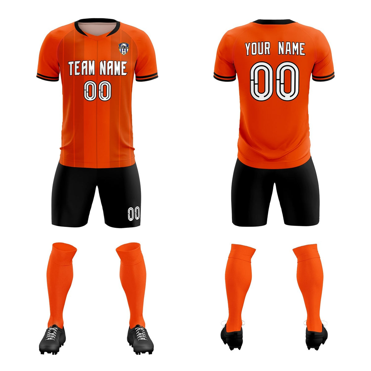 Custom Orange Classic Striped Personalized Football Kit Jersey