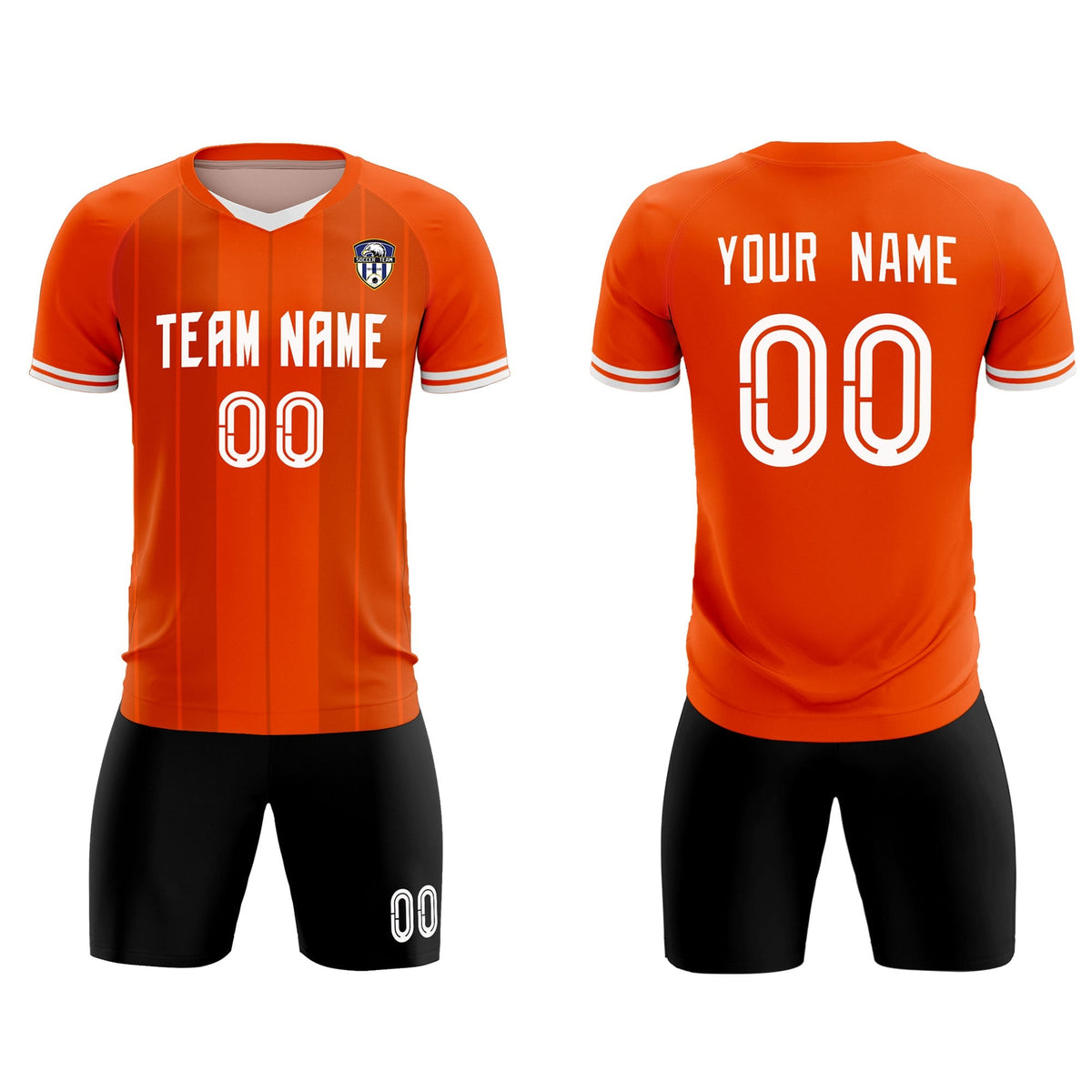 Custom Orange Classic Striped Personalized Football Kit Jersey