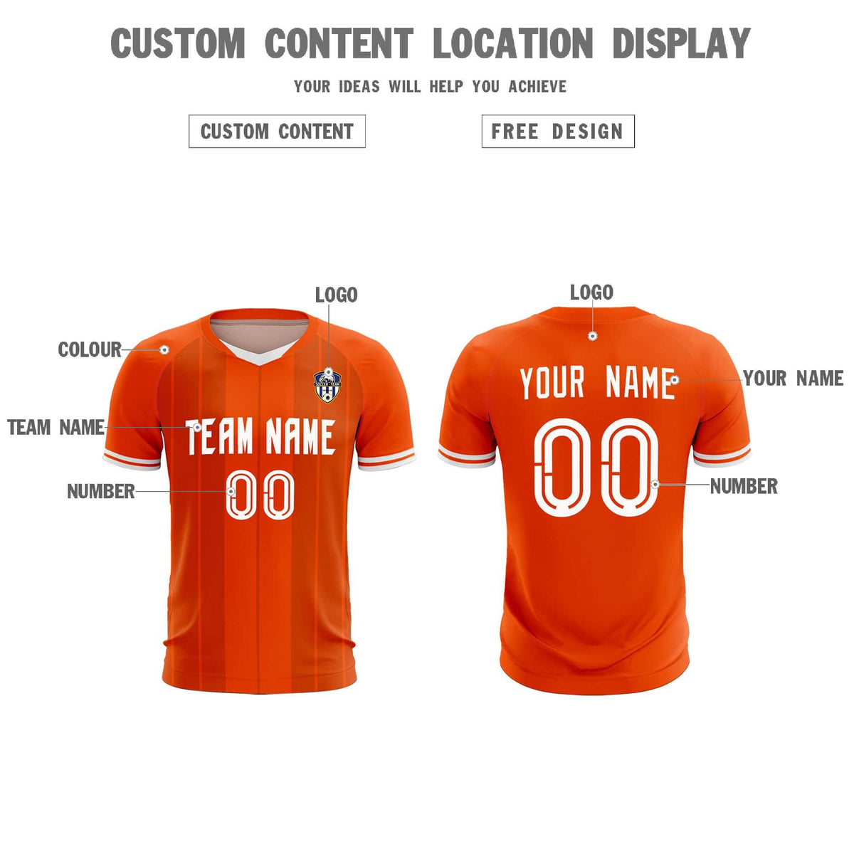 Custom Orange Classic Striped Personalized Football Kit Jersey