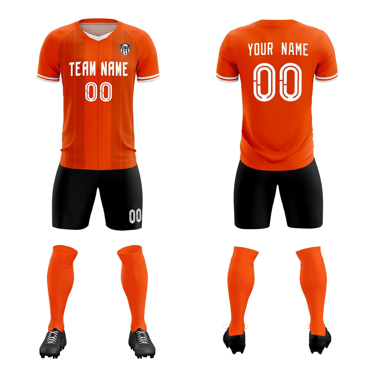 Custom Orange Classic Striped Personalized Football Kit Jersey