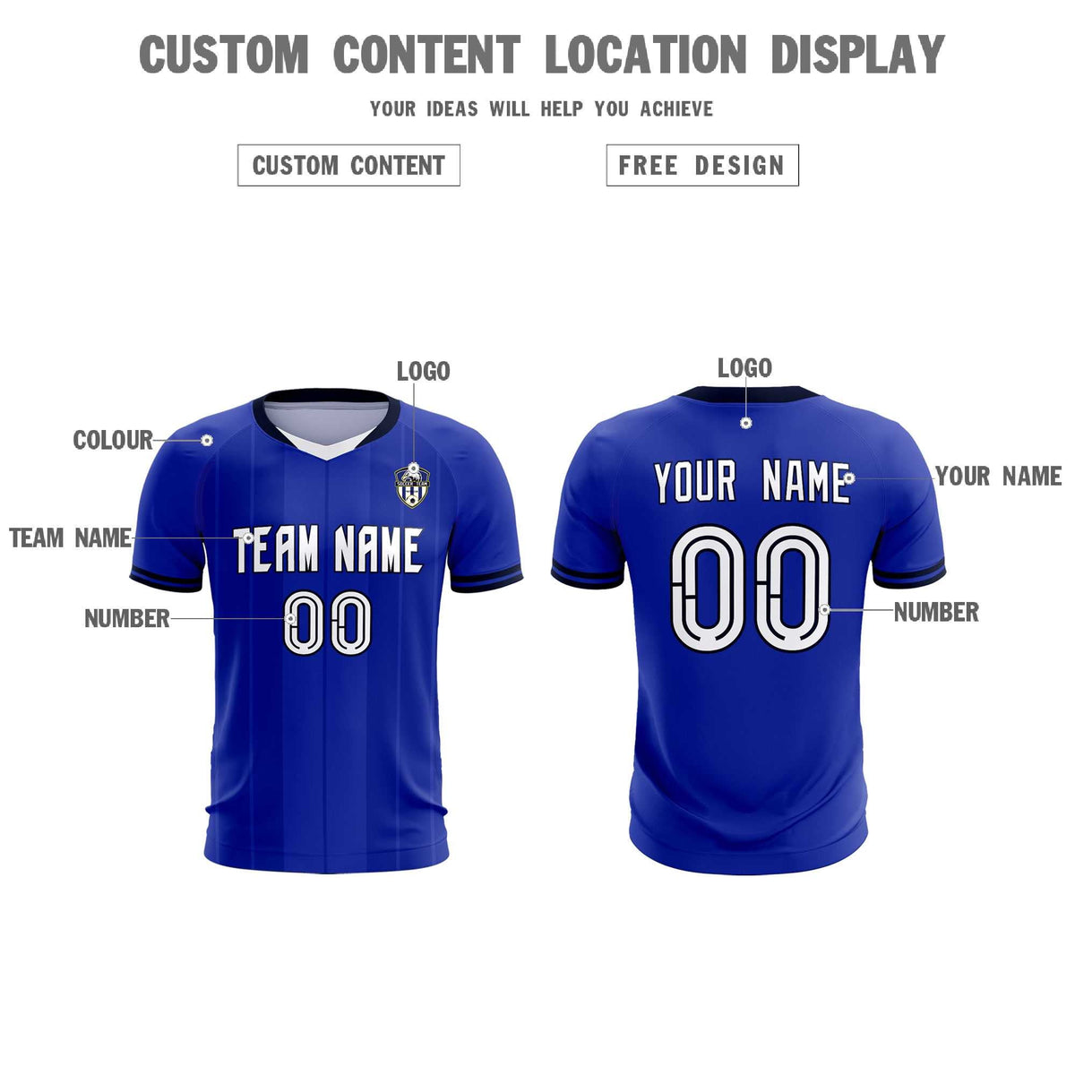 Custom Royal Classic Striped Personalized Football Kit Jersey