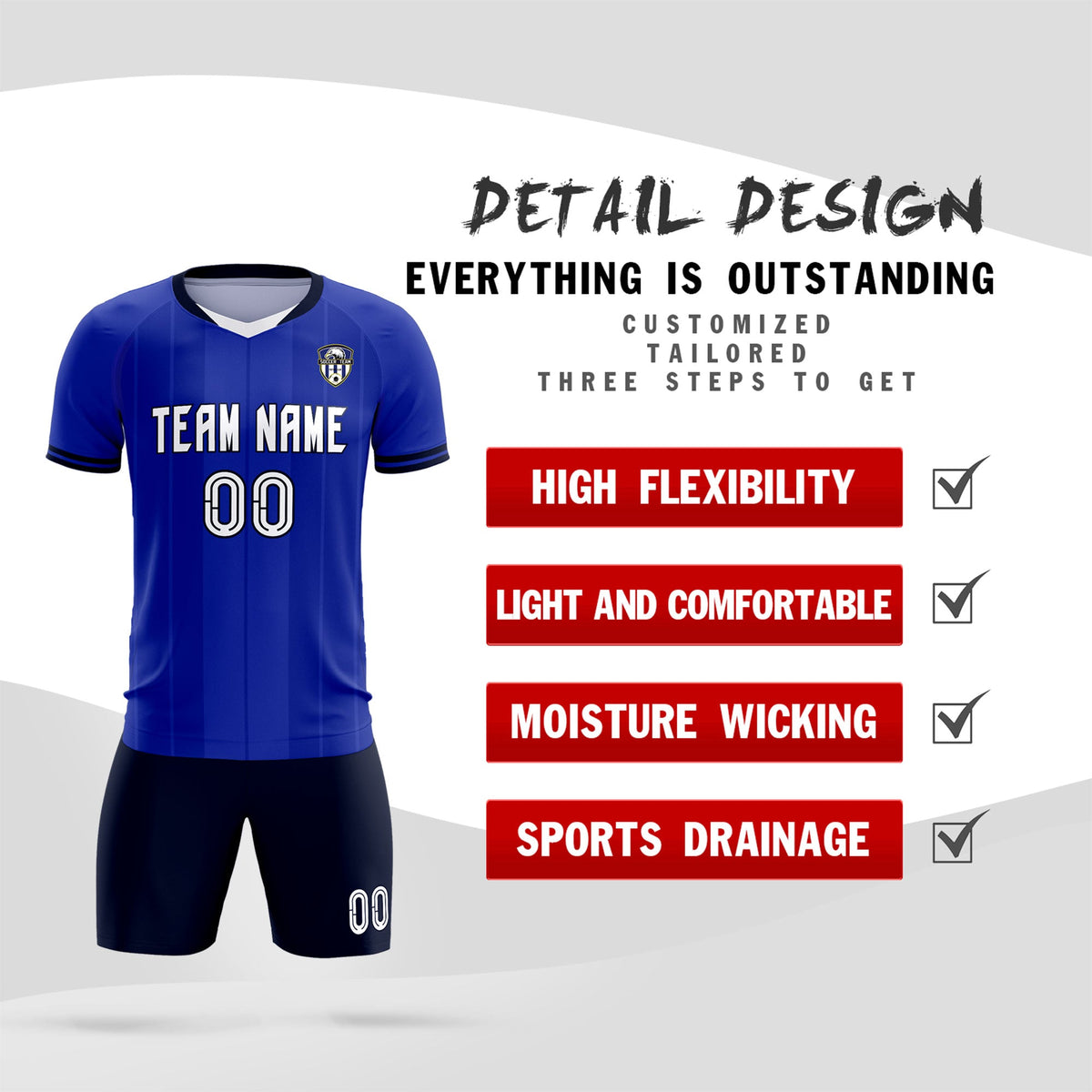 Custom Royal Classic Striped Personalized Football Kit Jersey