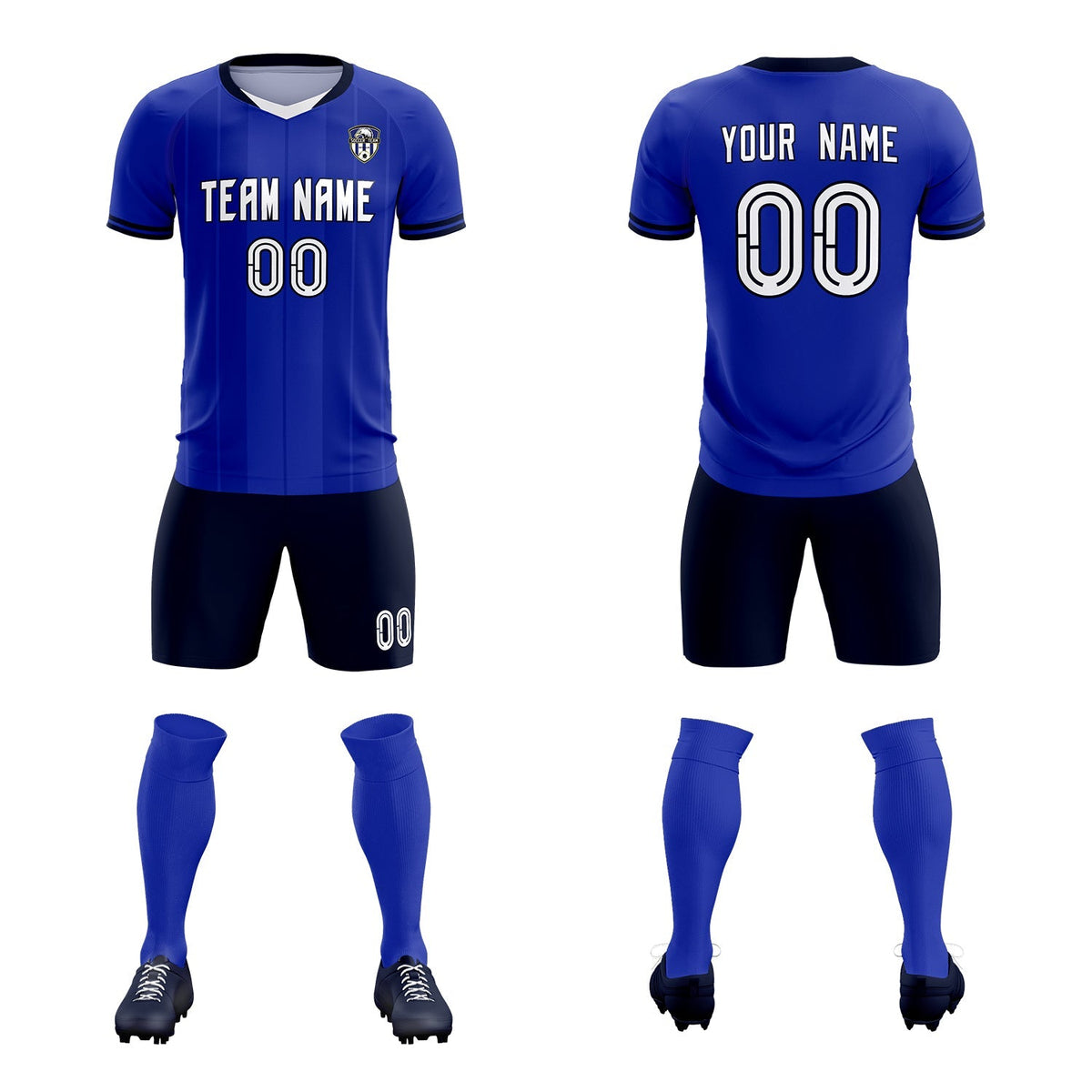 Custom Royal Classic Striped Personalized Football Kit Jersey