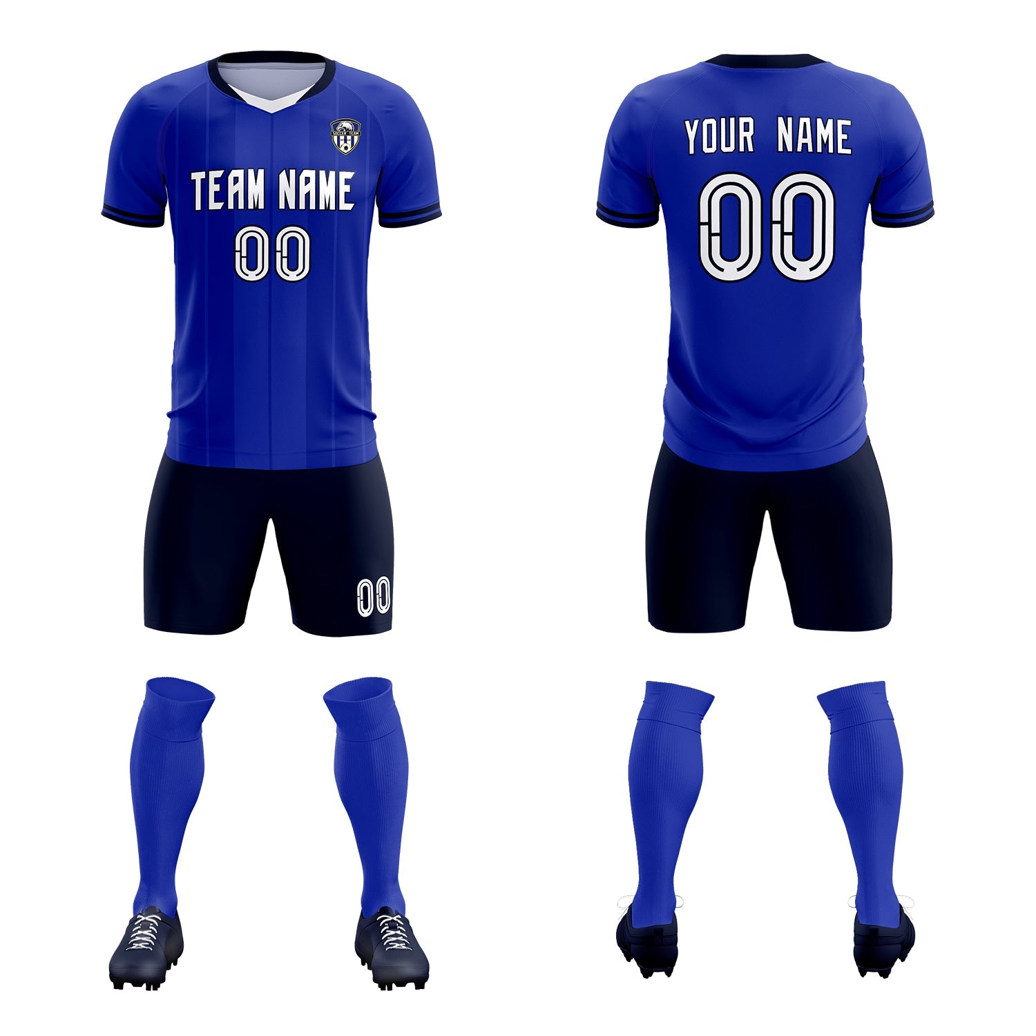 Custom Royal Classic Striped Personalized Football Kit Jersey