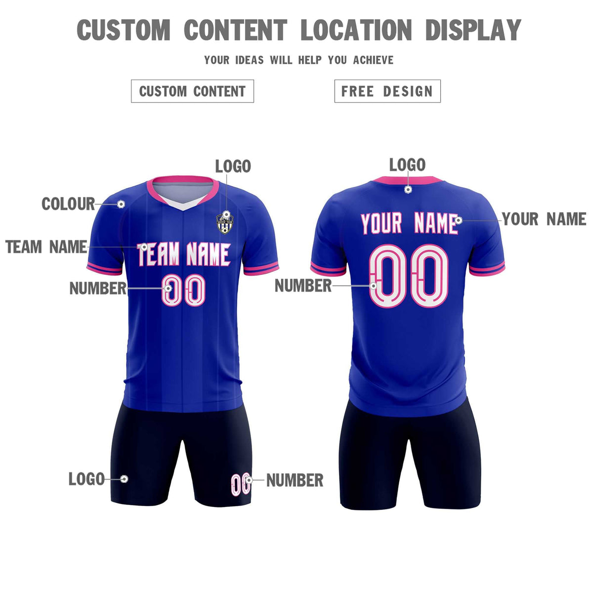 Custom Royal Classic Striped Personalized Football Kit Jersey