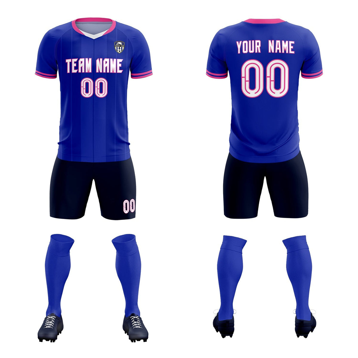 Custom Royal Classic Striped Personalized Football Kit Jersey