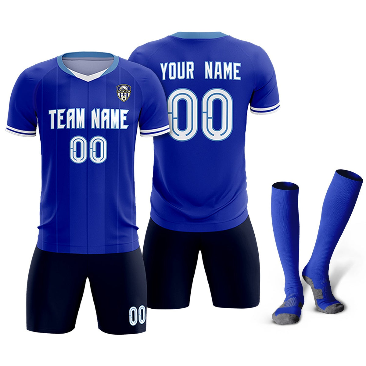 Custom Royal Classic Striped Personalized Football Kit Jersey