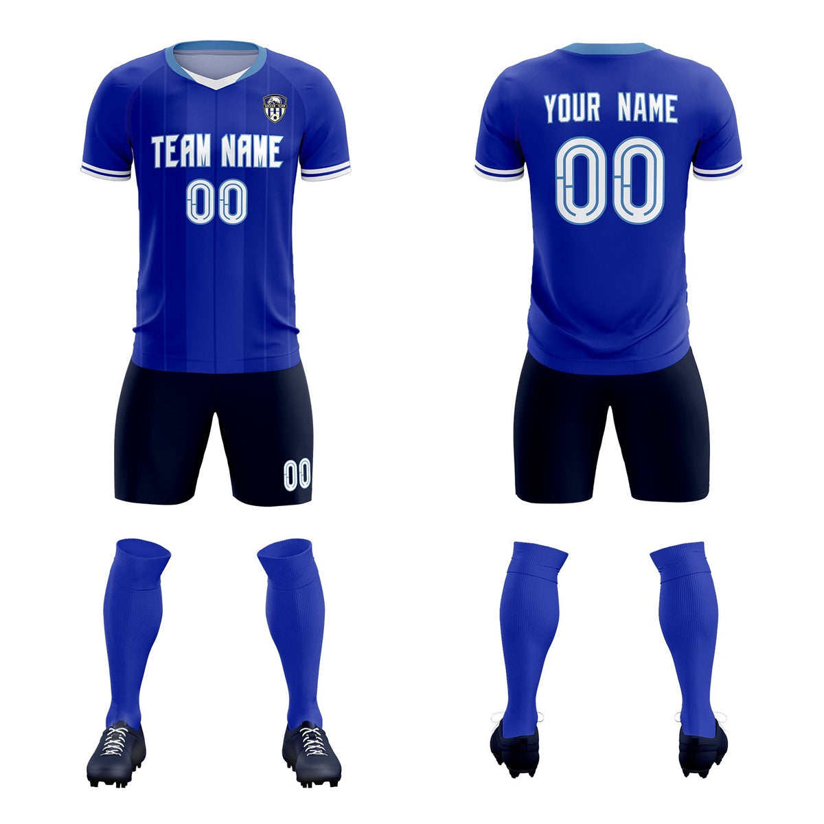 Custom Royal Classic Striped Personalized Football Kit Jersey