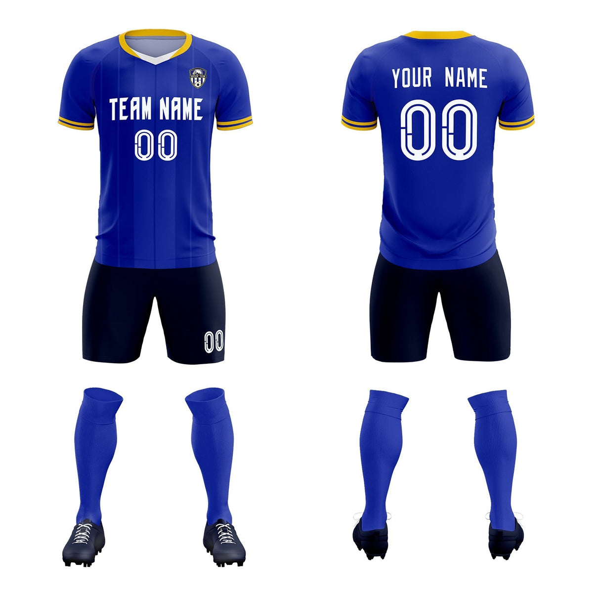 Custom Royal Classic Striped Personalized Football Kit Jersey