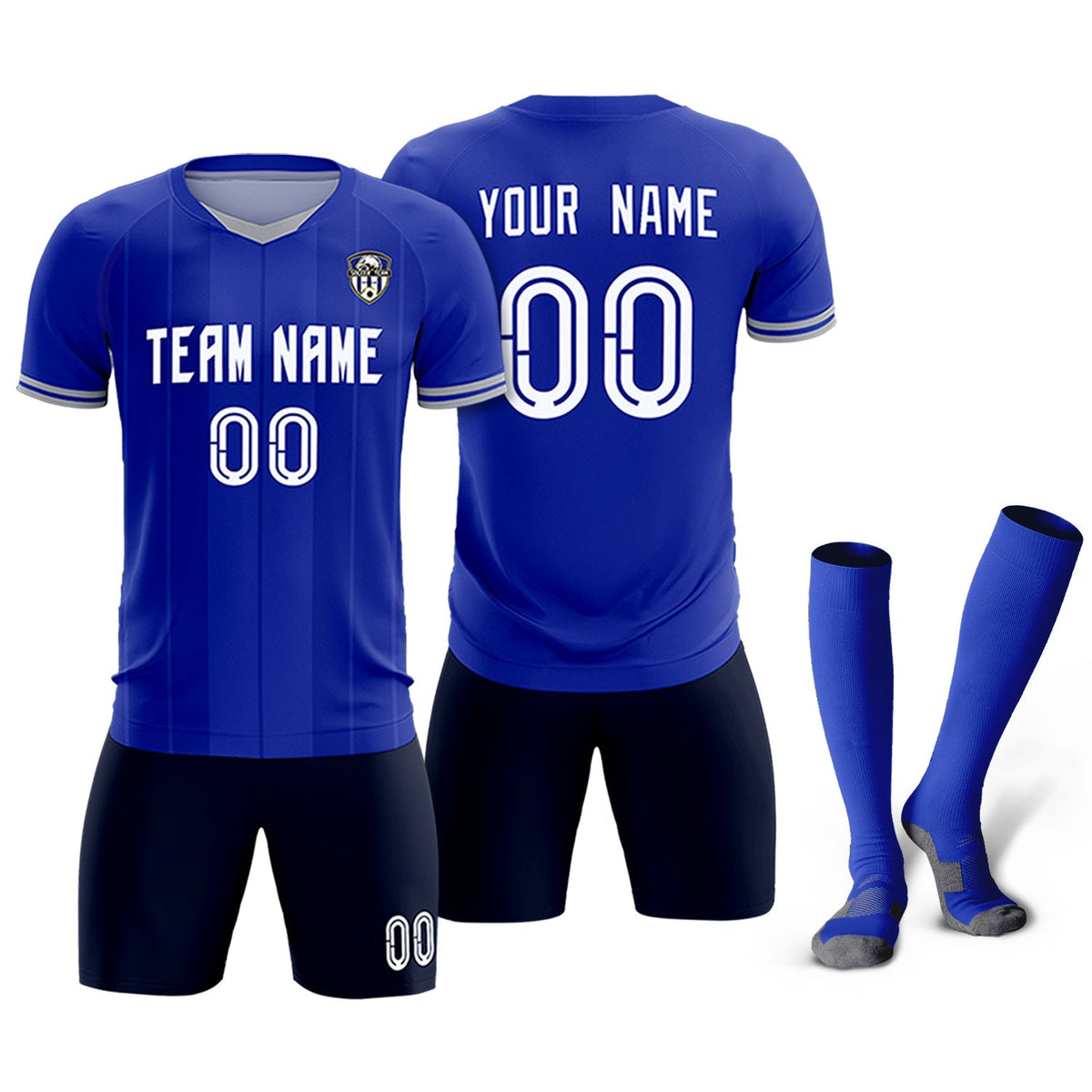 Custom Royal Classic Striped Personalized Football Kit Jersey