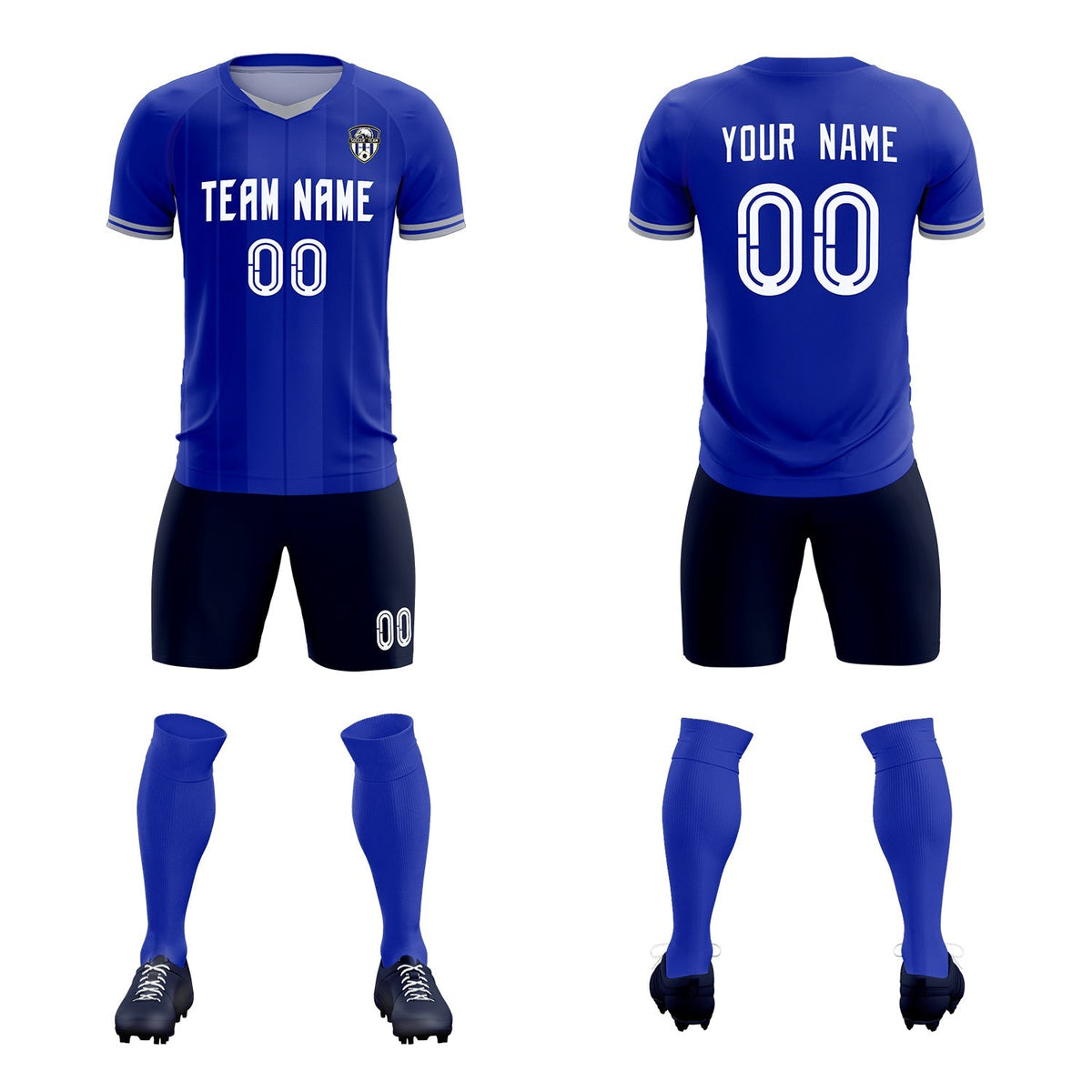 Custom Royal Classic Striped Personalized Football Kit Jersey