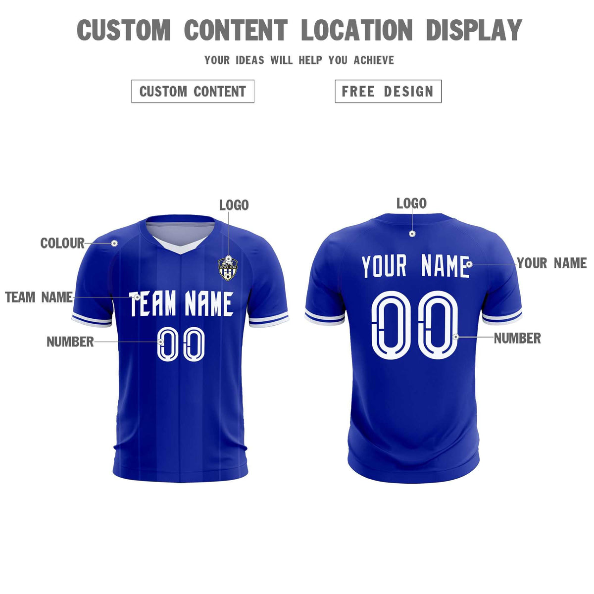 Custom Royal Classic Striped Personalized Football Kit Jersey