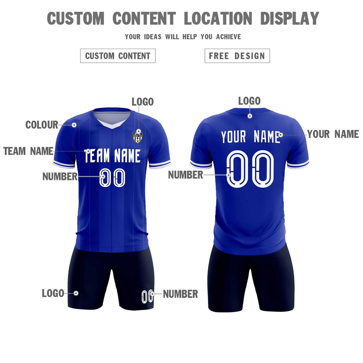Custom Royal Classic Striped Personalized Football Kit Jersey