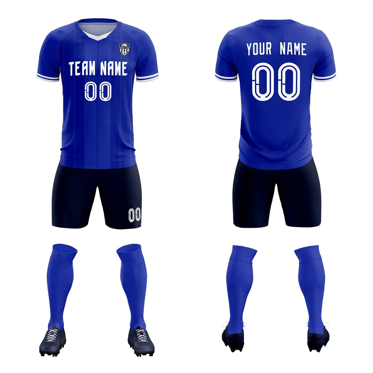 Custom Royal Classic Striped Personalized Football Kit Jersey