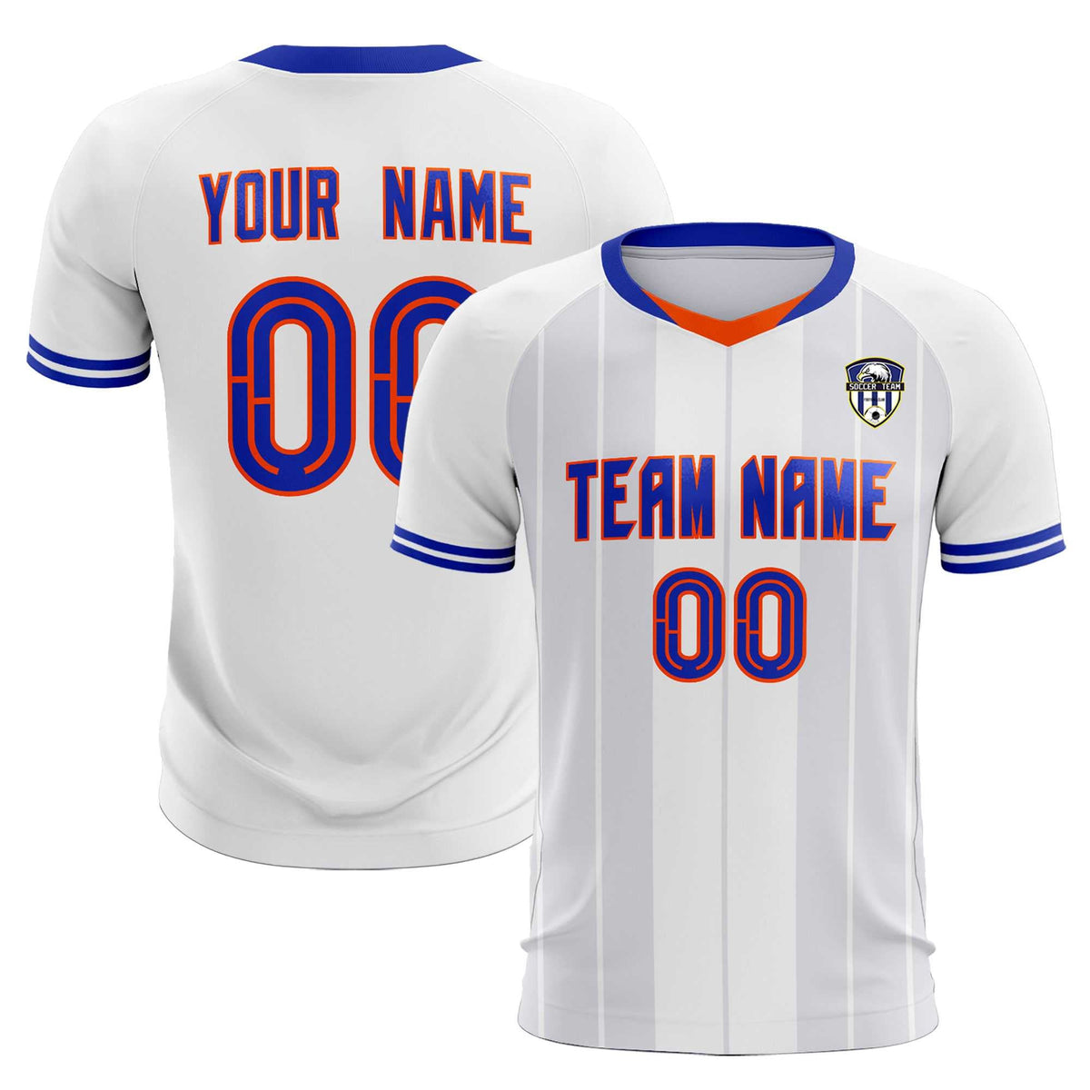 Custom White Classic Striped Personalized Football Kit Jersey