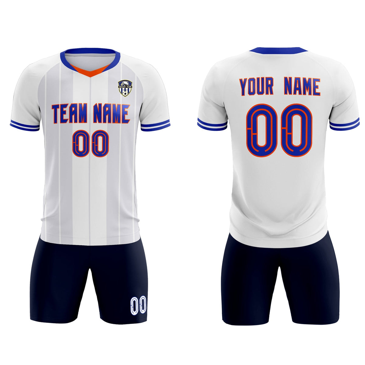 Custom White Classic Striped Personalized Football Kit Jersey