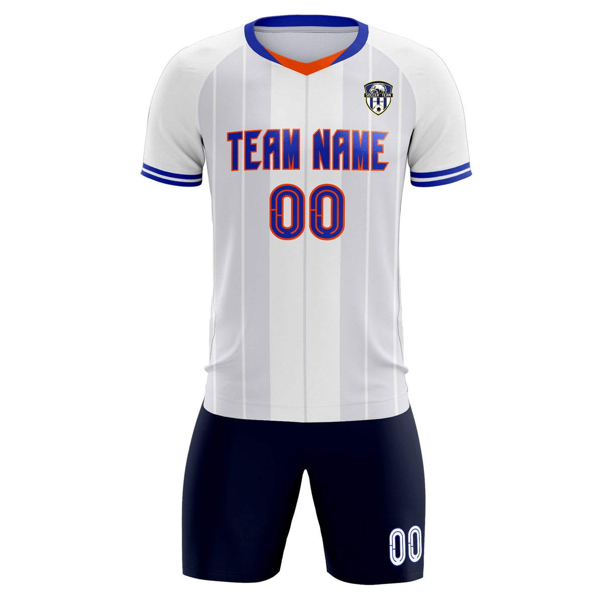 Custom White Classic Striped Personalized Football Kit Jersey