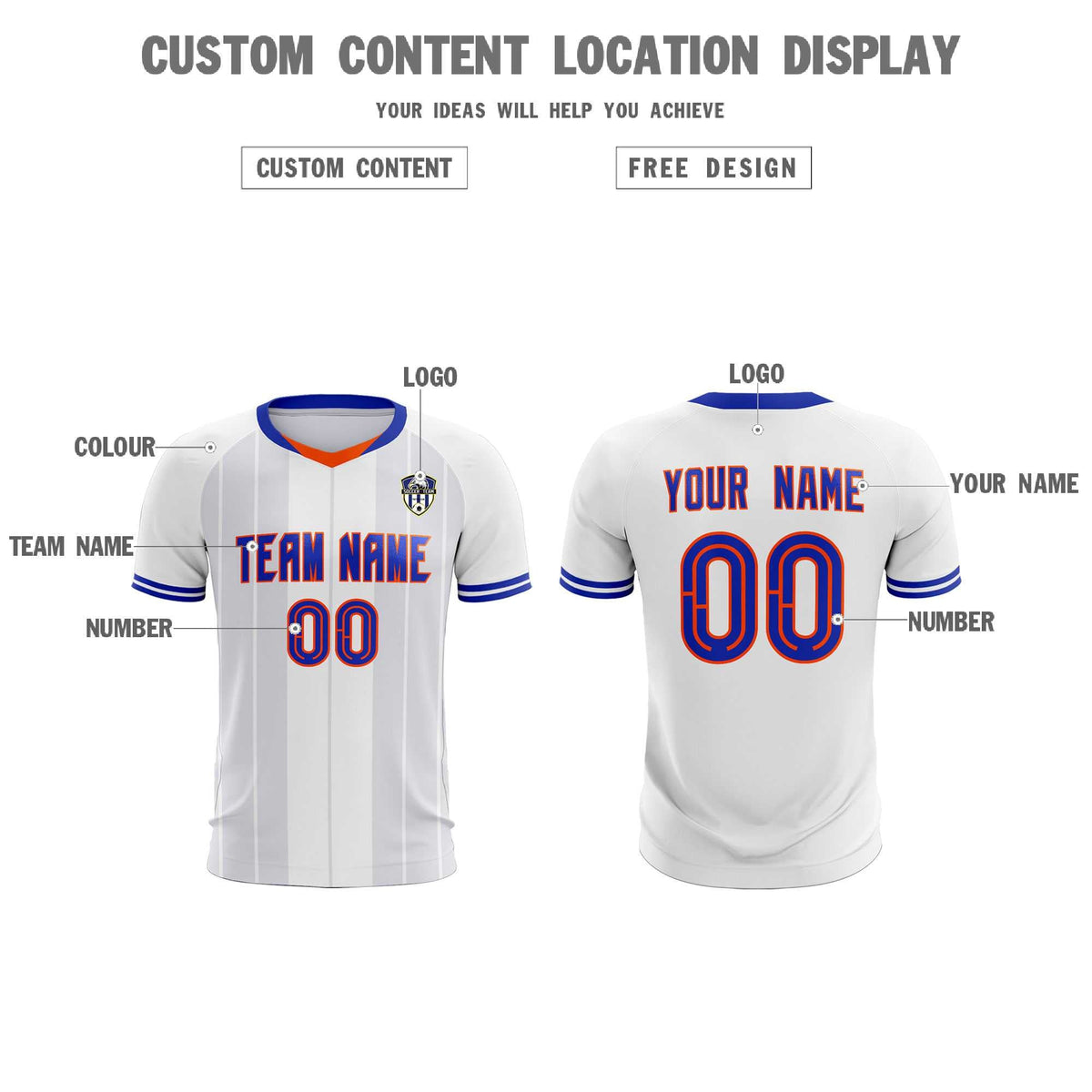 Custom White Classic Striped Personalized Football Kit Jersey