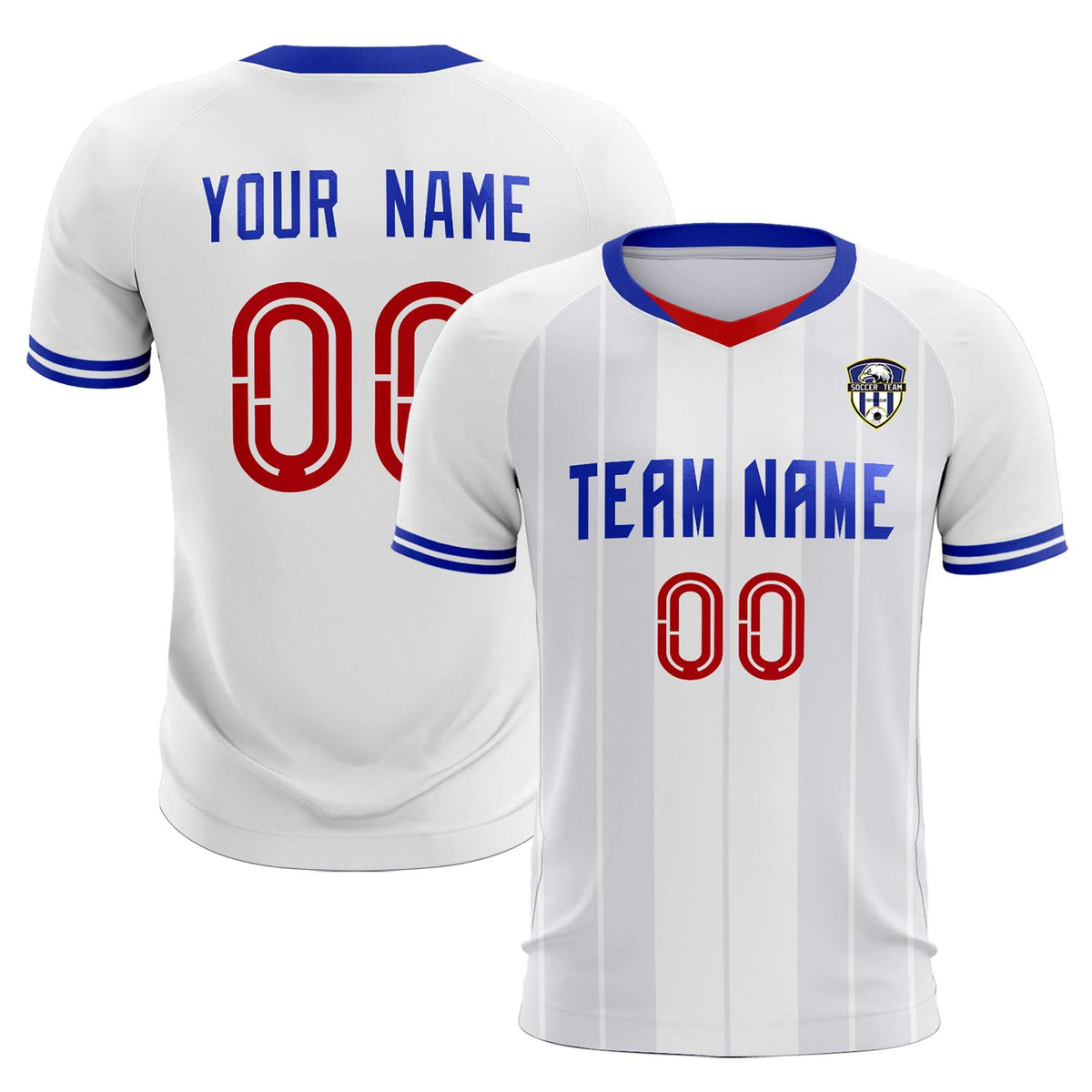 Custom White Classic Striped Personalized Football Kit Jersey