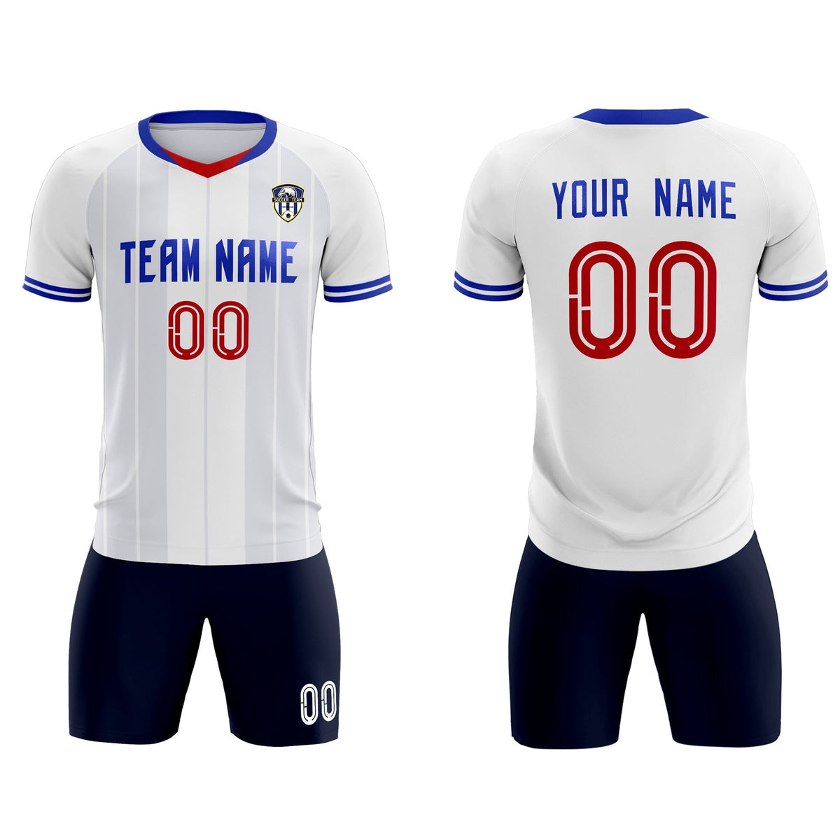 Custom White Classic Striped Personalized Football Kit Jersey