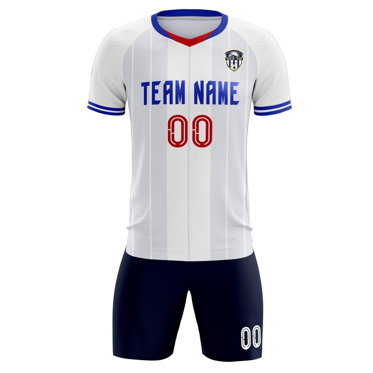 Custom White Classic Striped Personalized Football Kit Jersey