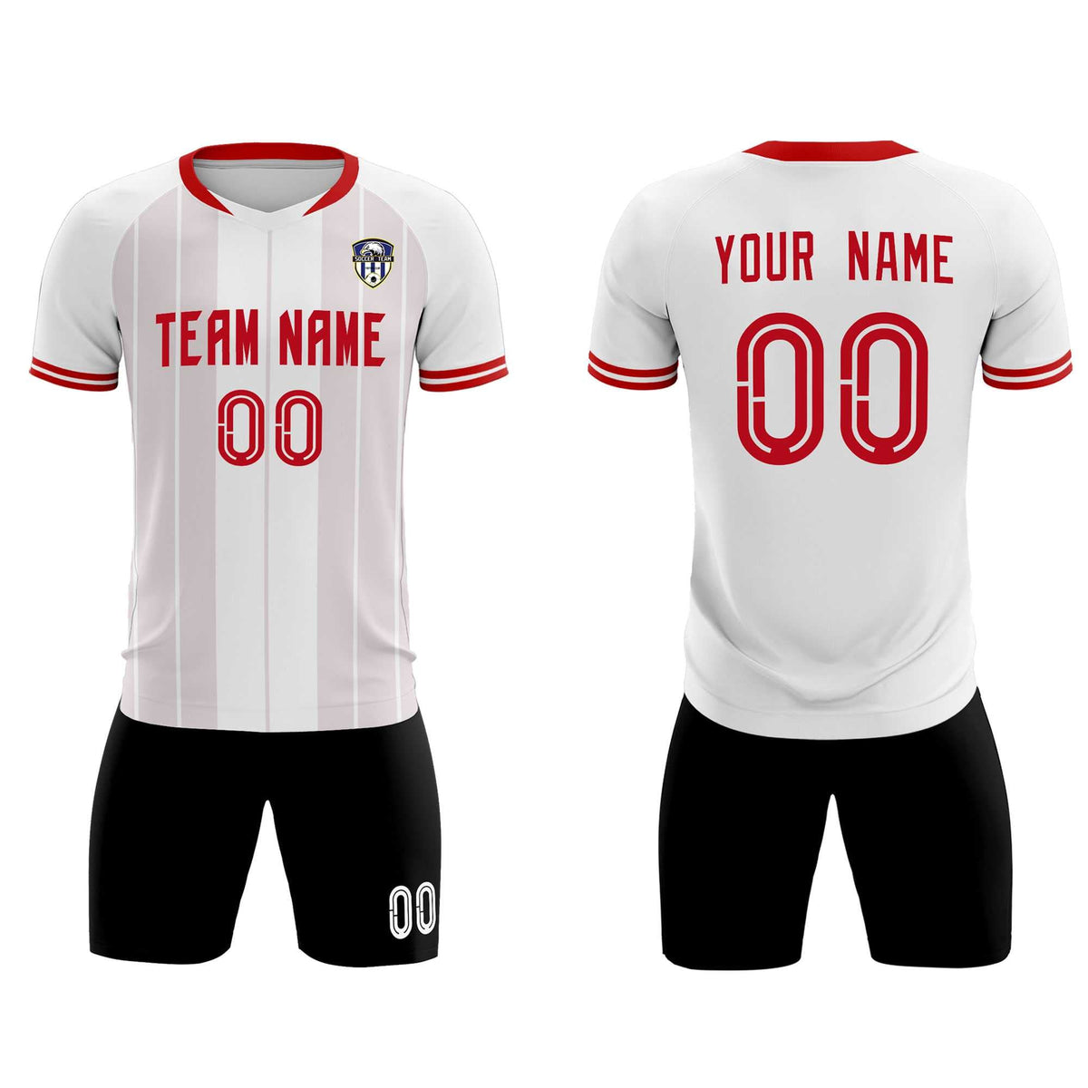 Custom White Classic Striped Personalized Football Kit Jersey