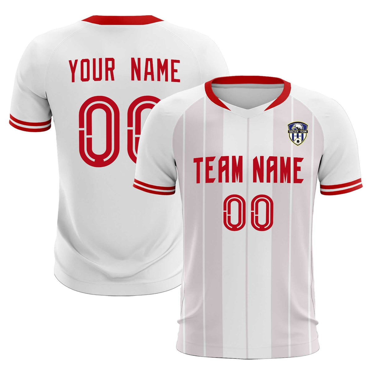 Custom White Classic Striped Personalized Football Kit Jersey