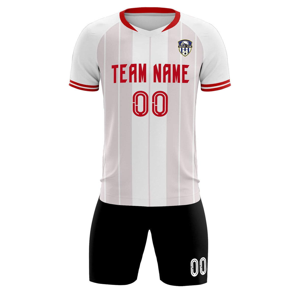 Custom White Classic Striped Personalized Football Kit Jersey